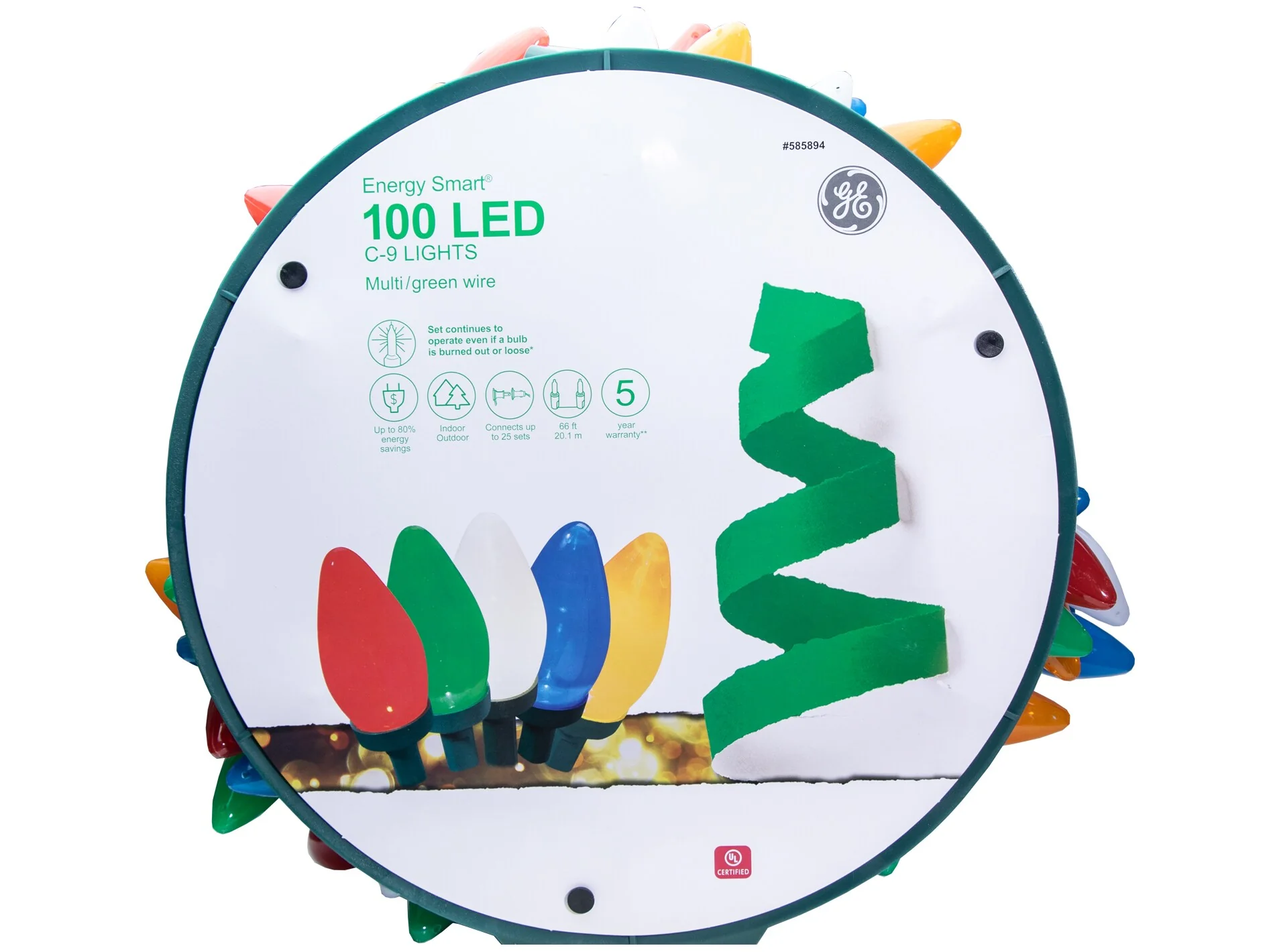 GE Energy Smart 100-Count 66-ft Multicolor LED Plug-In Christmas String Lights - Image 7