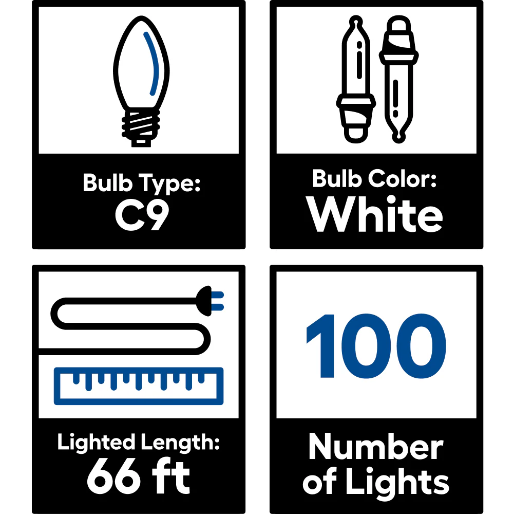 GE Energy Smart 100-Count 66-ft Warm White LED C9 Plug-In Christmas String Lights - Image 6