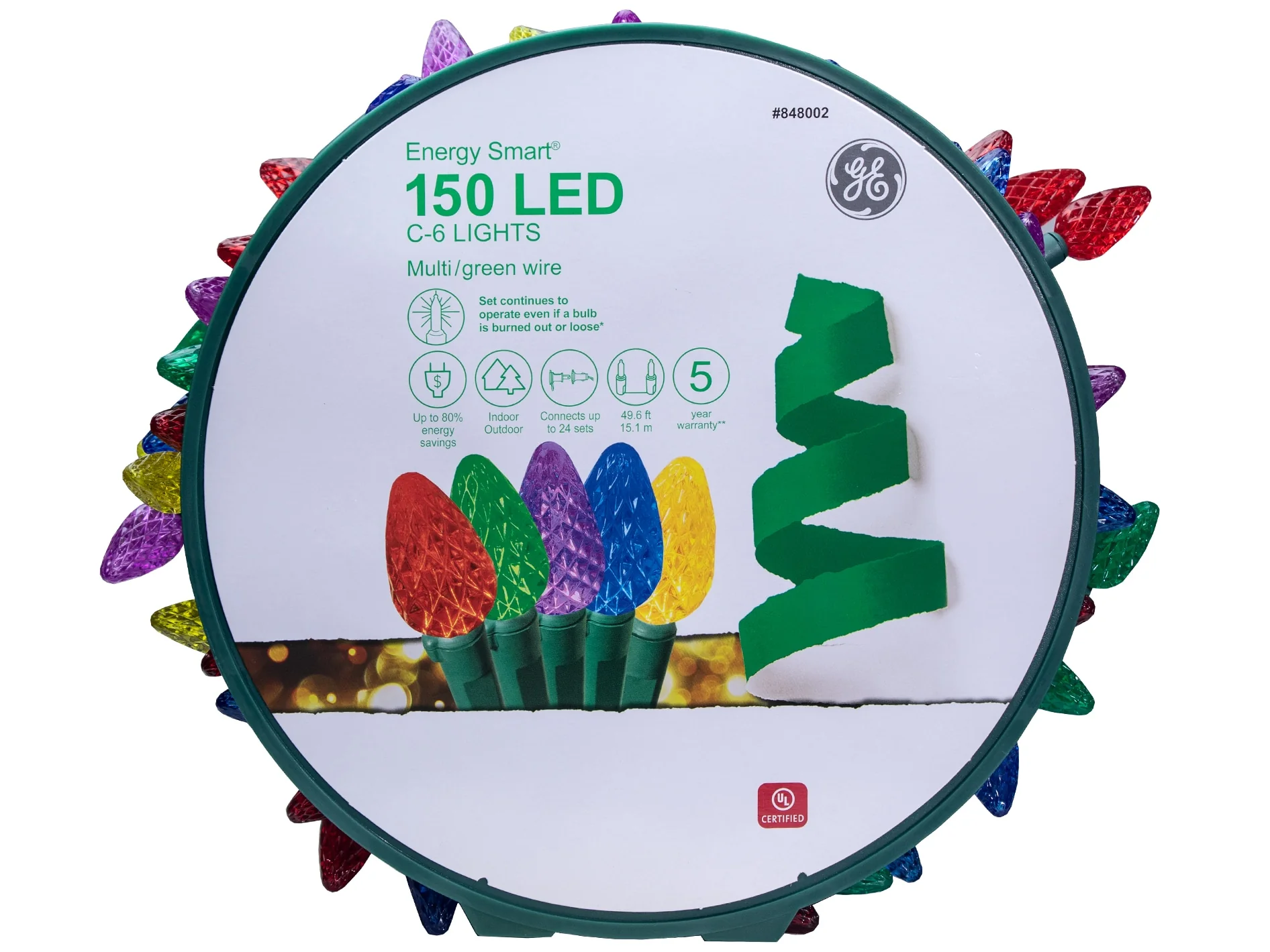 GE Energy Smart 150-Count 49.6-ft Multicolor LED Plug-In Christmas String Lights - Image 7
