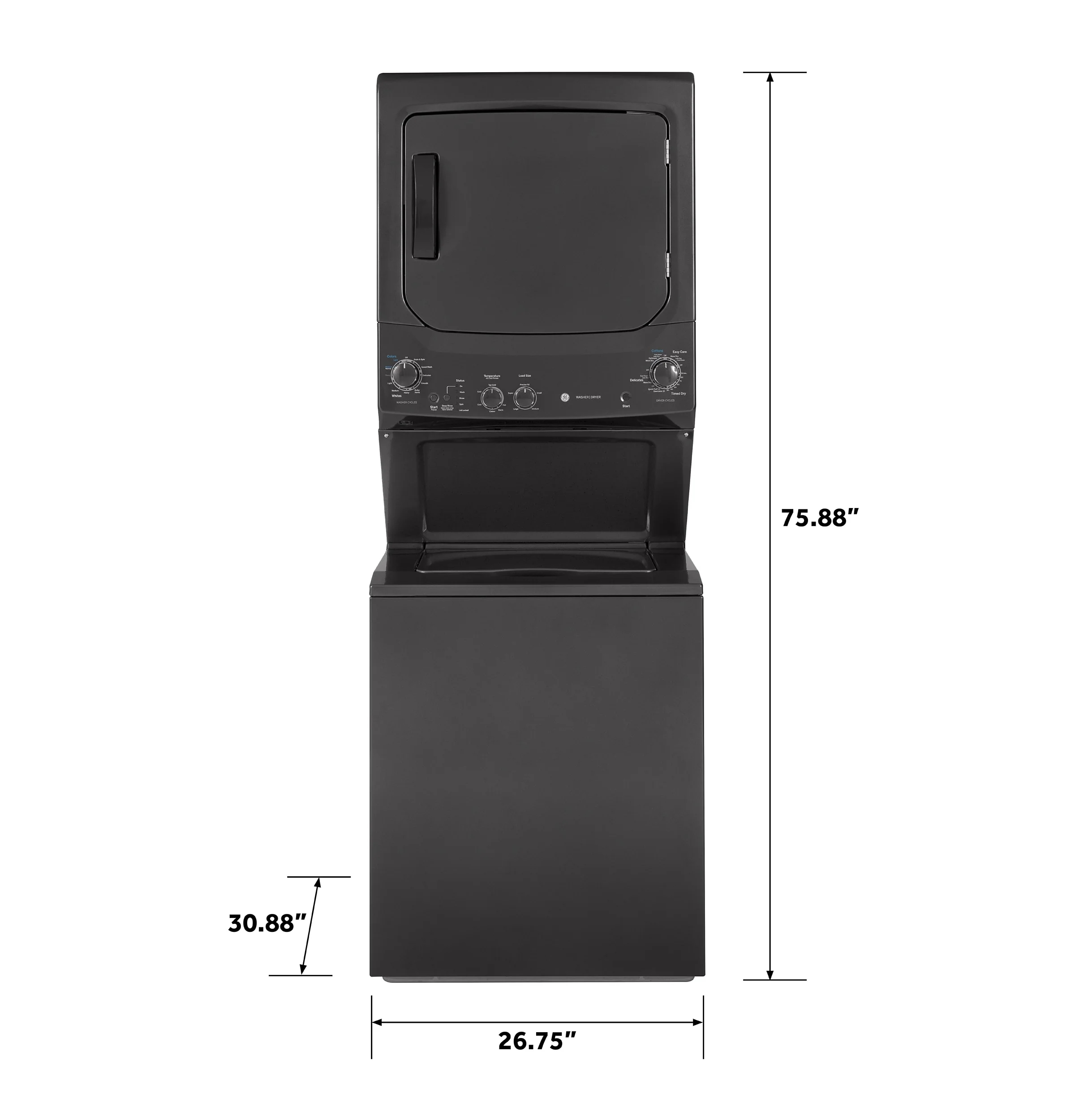 GE Gas Stacked Laundry Center with 3.8-cu ft Washer and 5.9-cu ft Dryer, Diamond Gray (GUD27GSPMDG) - Image 6