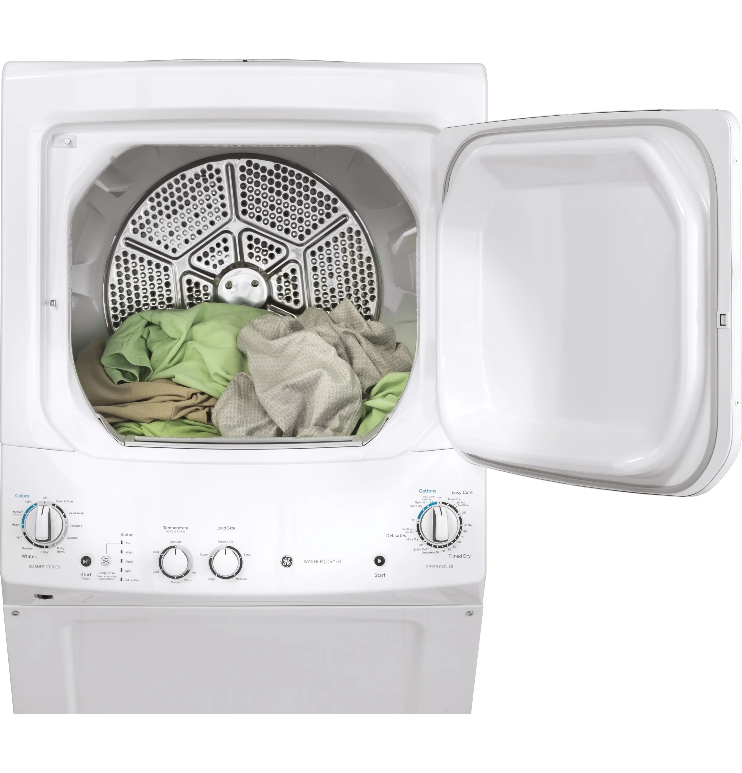 GE Gas Stacked Laundry Center with 3.8-cu ft Washer and 5.9-cu ft Dryer, White (GUD27GSSMWW) - Image 2