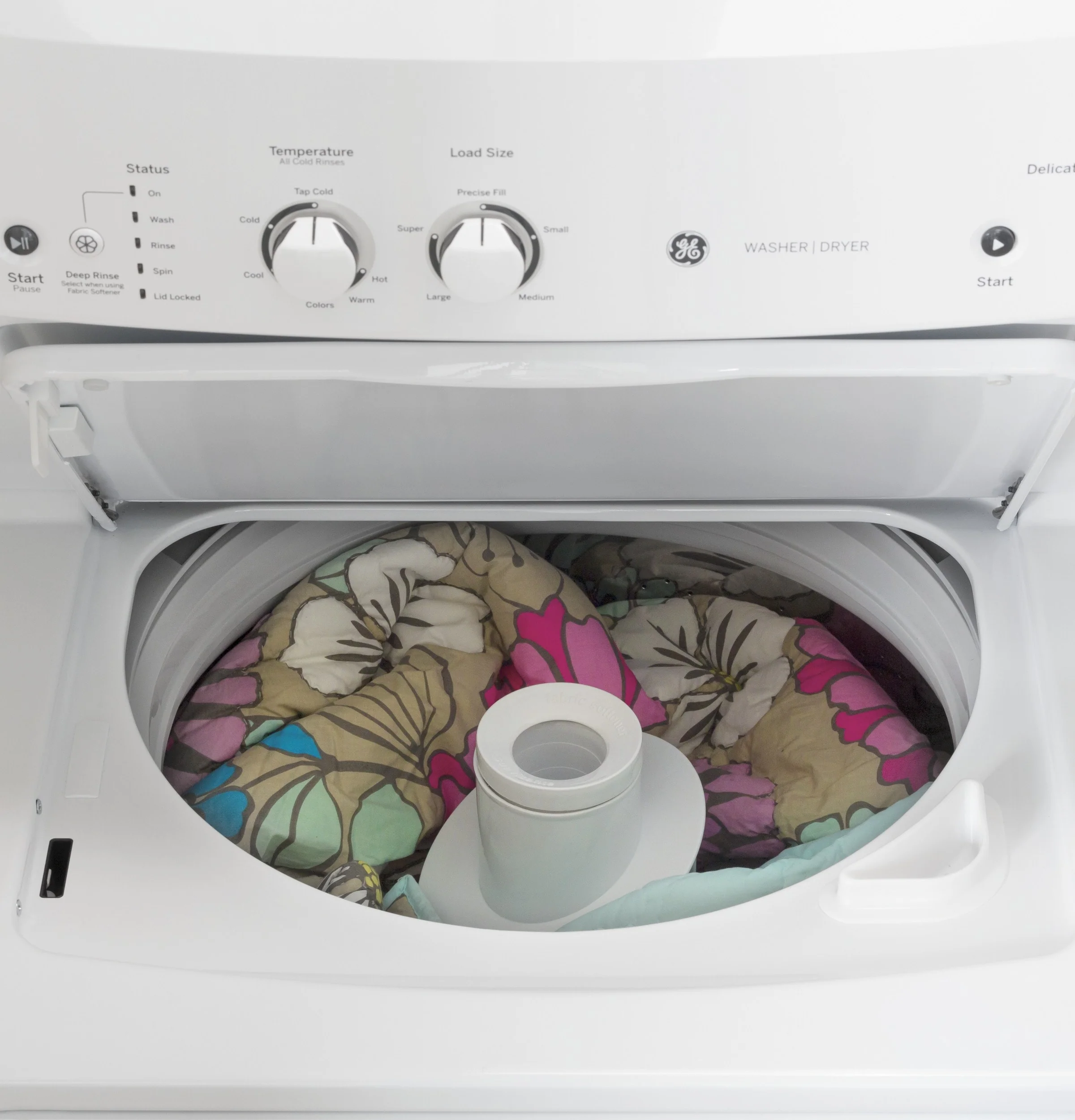 GE Gas Stacked Laundry Center with 3.8-cu ft Washer and 5.9-cu ft Dryer, White (GUD27GSSMWW) - Image 8