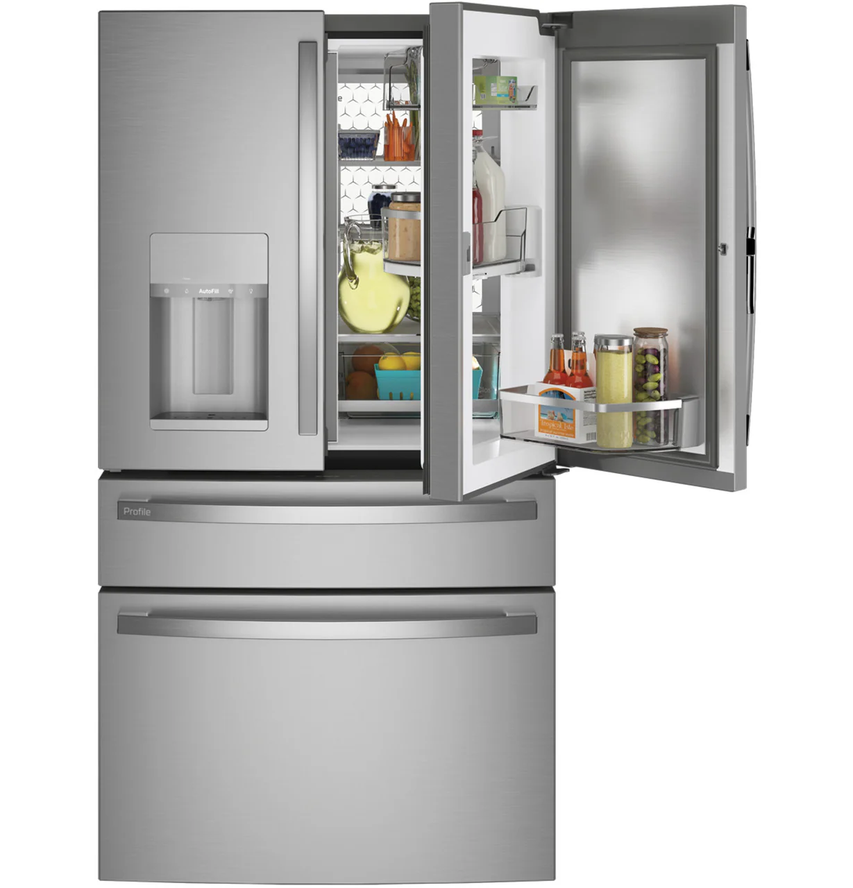 GE Profile 27.9 cu. ft. Smart 4-Door French-Door Refrigerator with Door-in-Door, Hands-Free AutoFill, Fingerprint Resistant Stainless Steel - Image 4