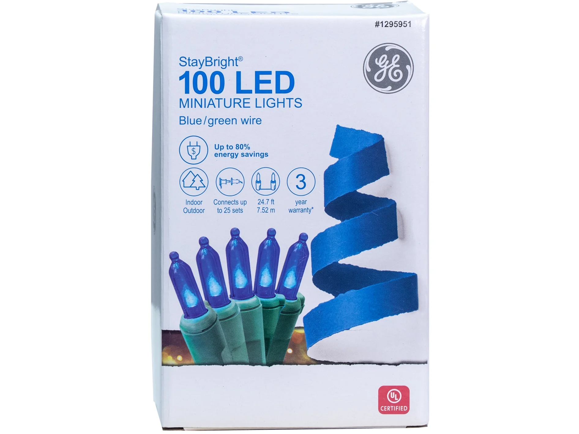 GE StayBright 100-Count 24.7-ft Blue LED Plug-In Christmas String Lights - Image 6