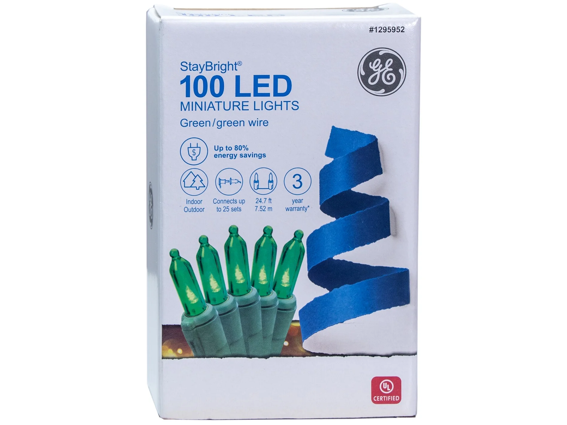 GE StayBright 100-Count 24.7-ft Green LED Plug-In Christmas String Lights - Image 6
