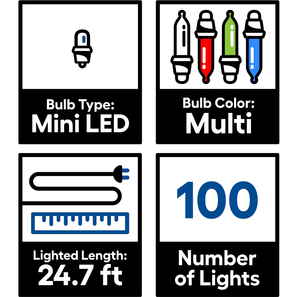 GE StayBright 100-Count 24.7-ft Multicolor LED Plug-In Christmas String Lights - Image 6
