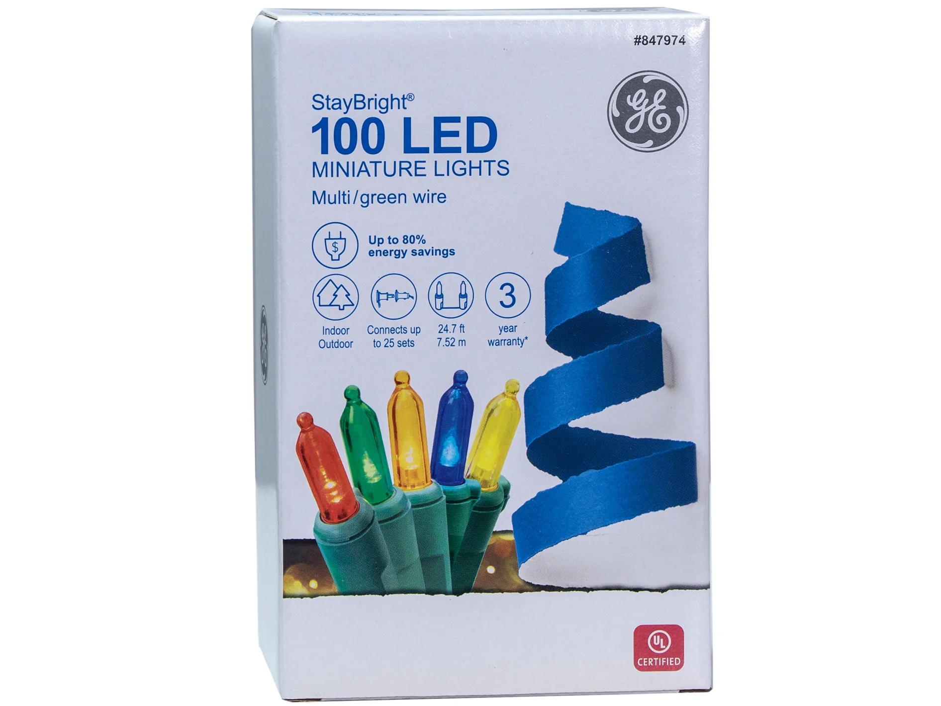 GE StayBright 100-Count 24.7-ft Multicolor LED Plug-In Christmas String Lights - Image 7