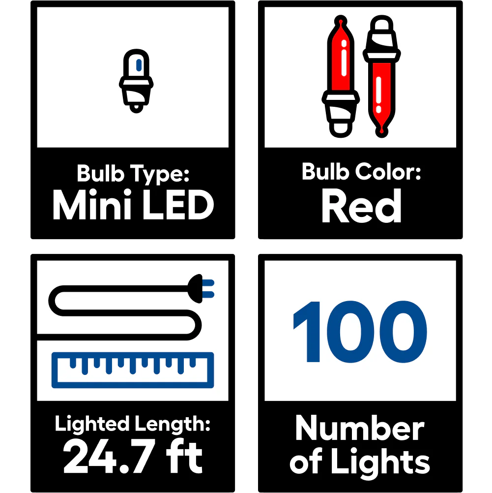GE StayBright 100-Count 24.7-ft Red LED Plug-In Christmas String Lights - Image 5