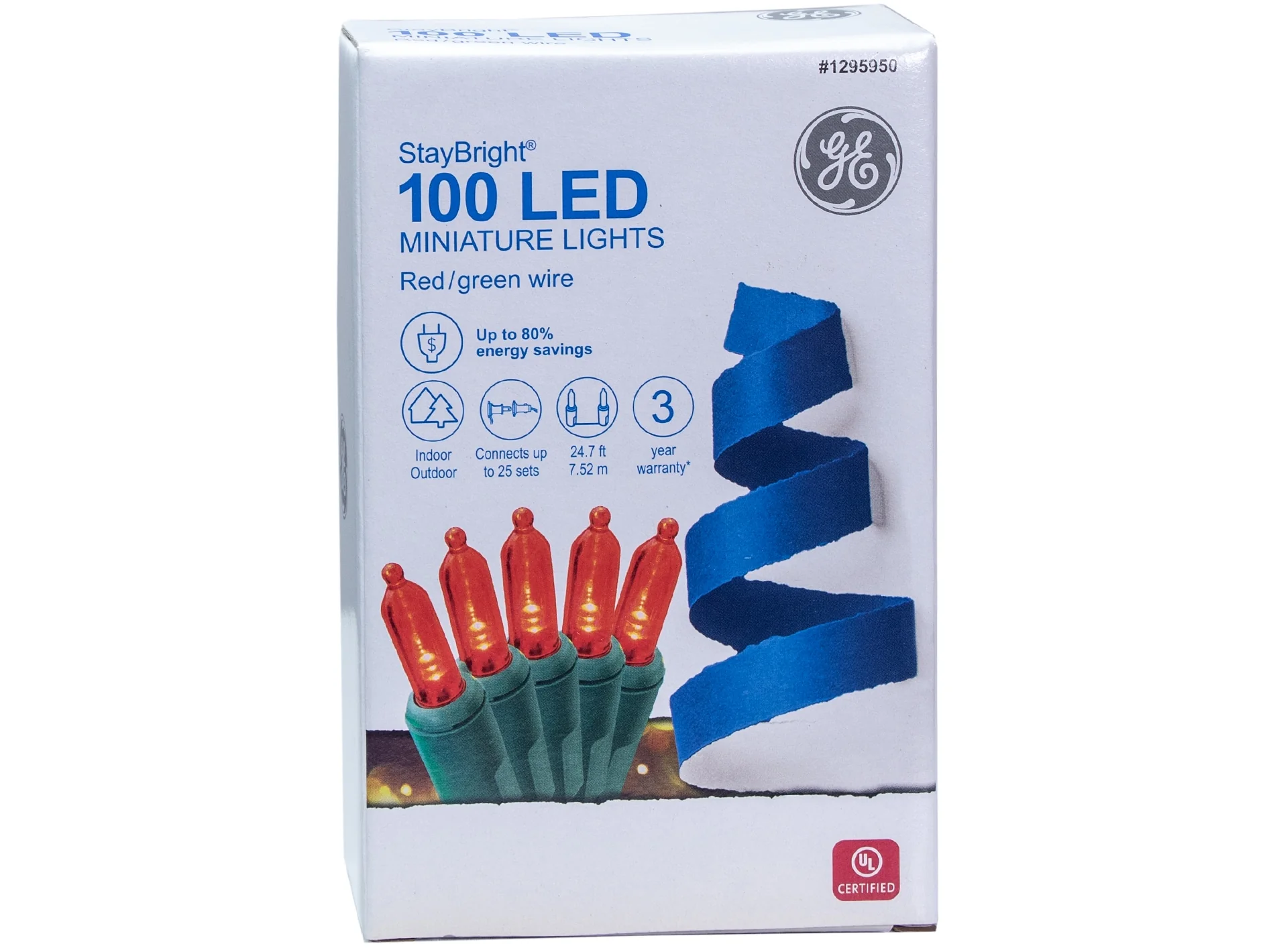 GE StayBright 100-Count 24.7-ft Red LED Plug-In Christmas String Lights - Image 6