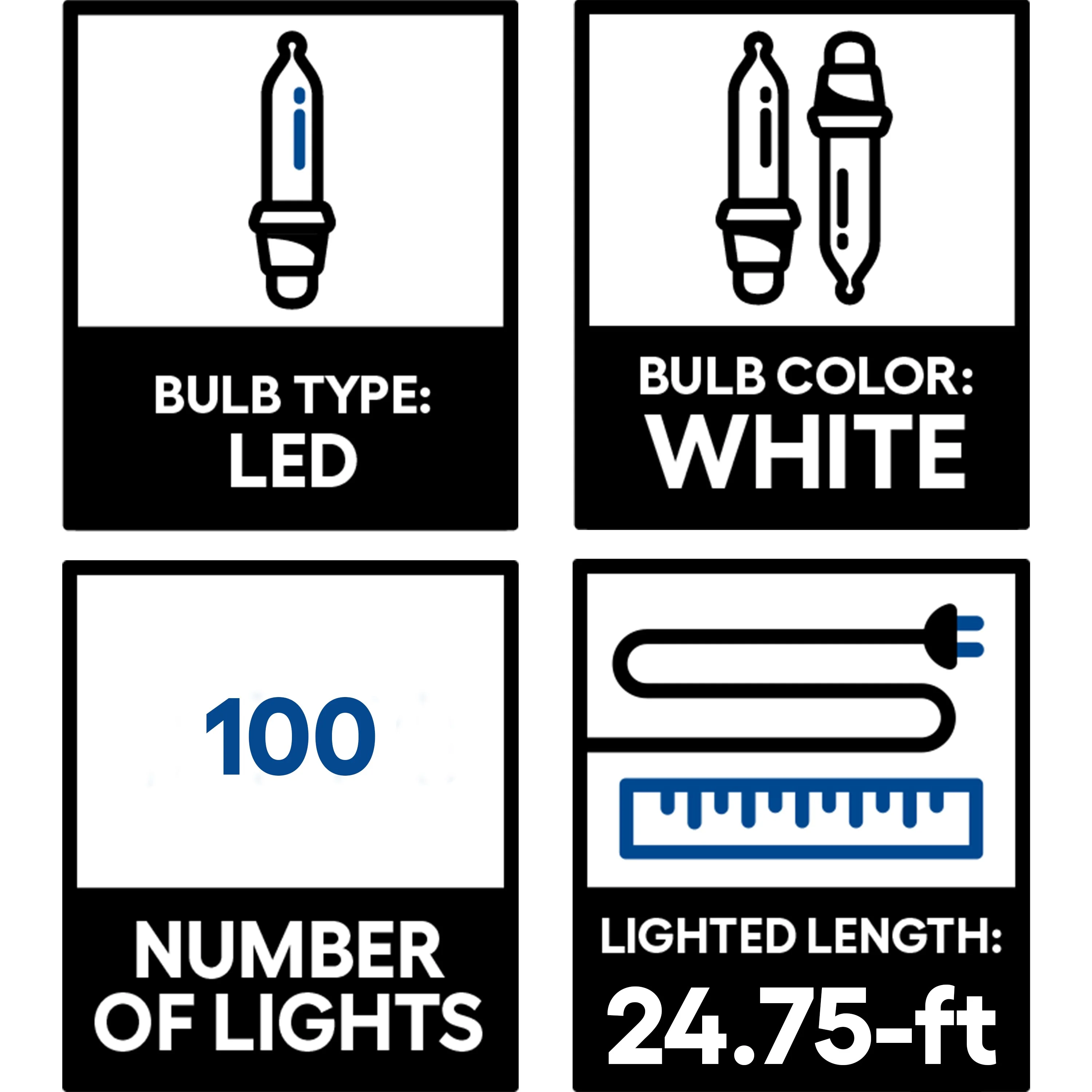 GE StayBright 100-Count 24.7-ft Sparkling Warm White LED Plug-In Christmas String Lights - Image 2