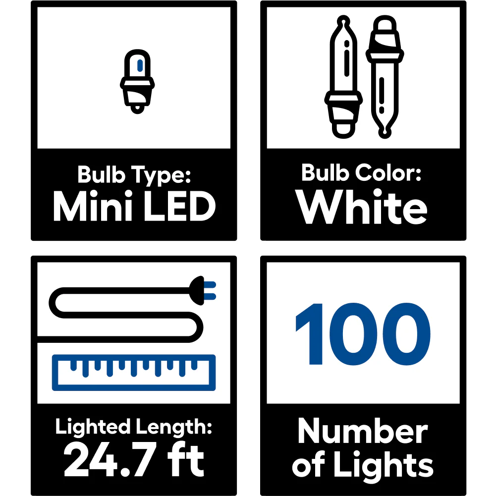GE StayBright 100-Count 24.7-ft Warm White LED Plug-In Christmas String Lights - Image 6