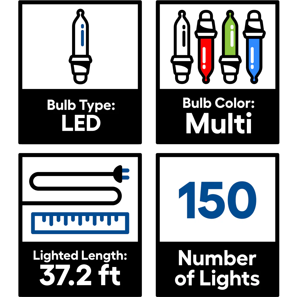 GE StayBright 150-Count 37.2-ft Multicolor LED Plug-In Christmas String Lights - Image 6