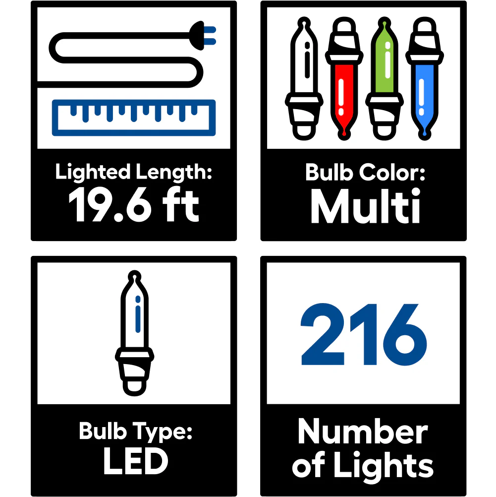 GE StayBright 216-Light 19.6-ft Multicolor Integrated LED Christmas Tape Lights - Image 6
