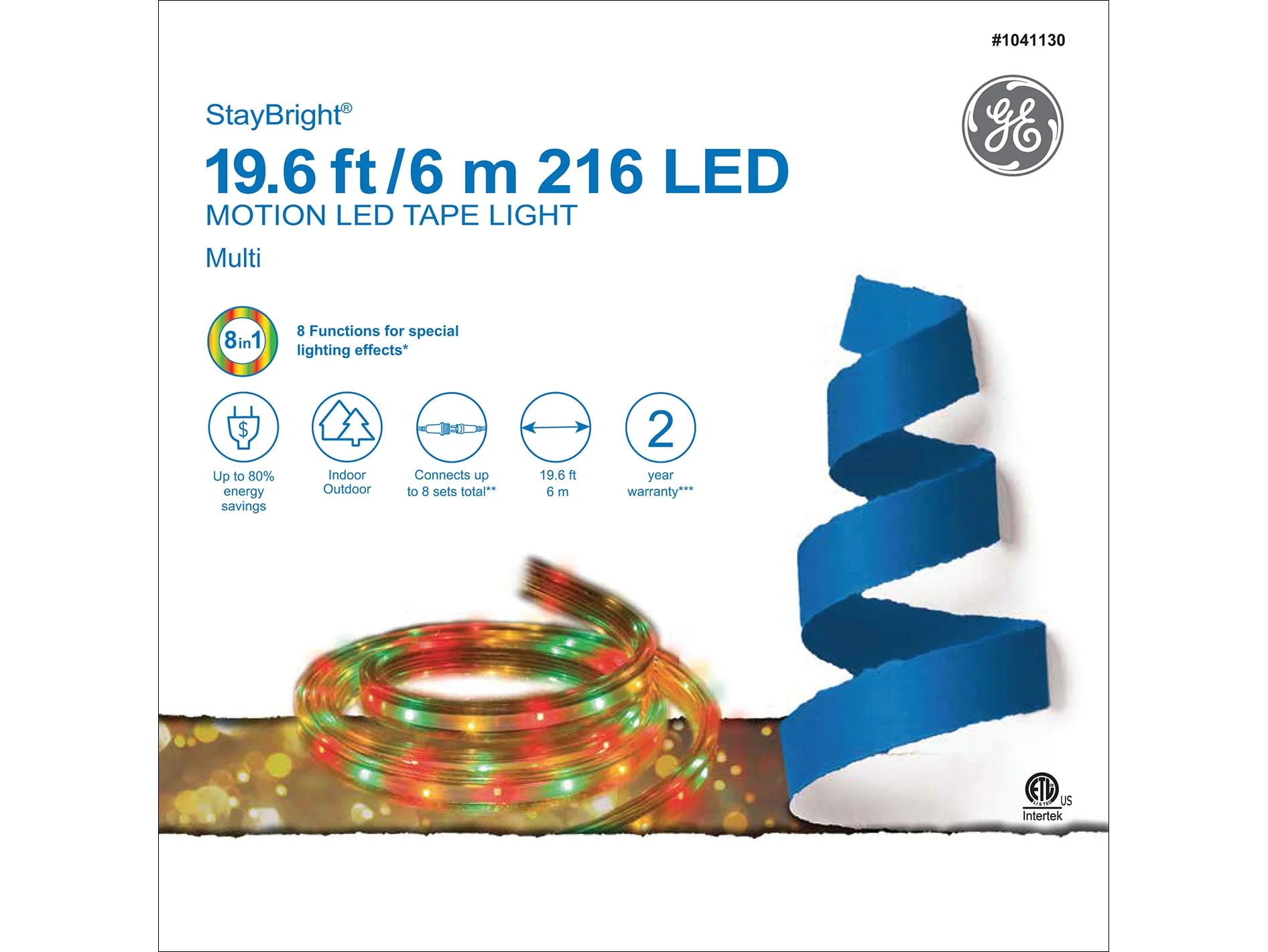 GE StayBright 216-Light 19.6-ft Multicolor Integrated LED Christmas Tape Lights - Image 7
