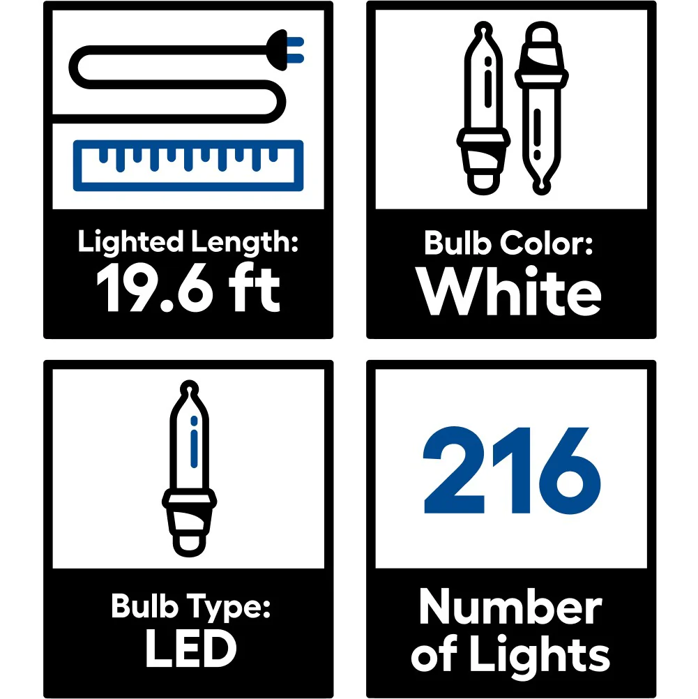 GE StayBright 216-Light 19.6-ft White Integrated LED Christmas Tape Lights - Image 5