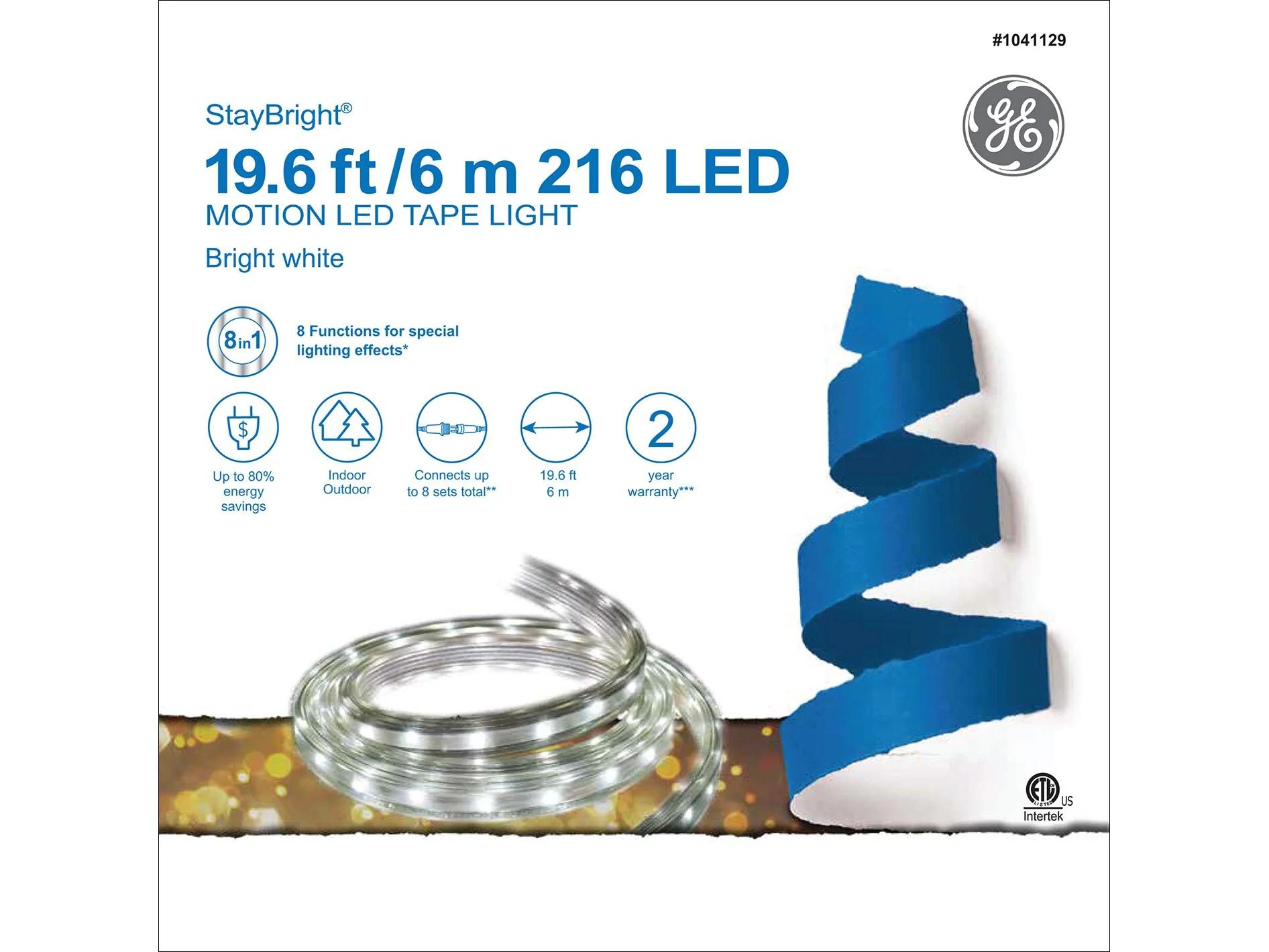 GE StayBright 216-Light 19.6-ft White Integrated LED Christmas Tape Lights - Image 6