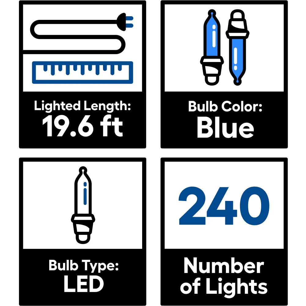 GE StayBright 240-Light 19.6-ft Blue Integrated LED Christmas Tape Lights - Image 5