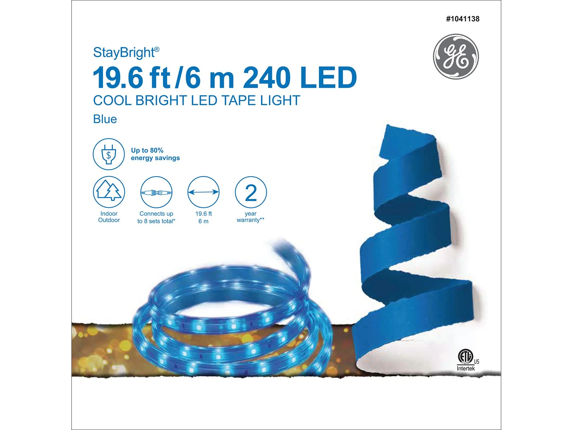 GE StayBright 240-Light 19.6-ft Blue Integrated LED Christmas Tape Lights - Image 6