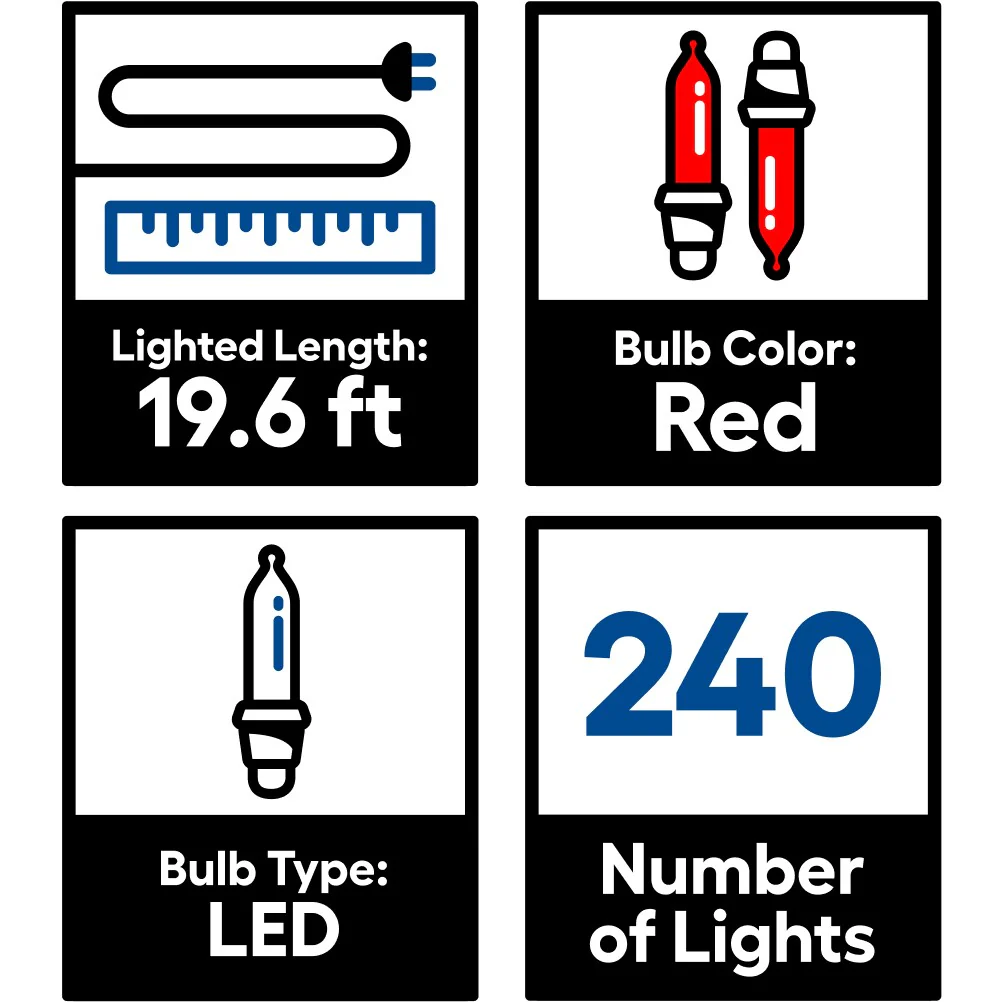 GE StayBright 240-Light 19.6-ft Red Integrated LED Christmas Tape Lights - Image 5