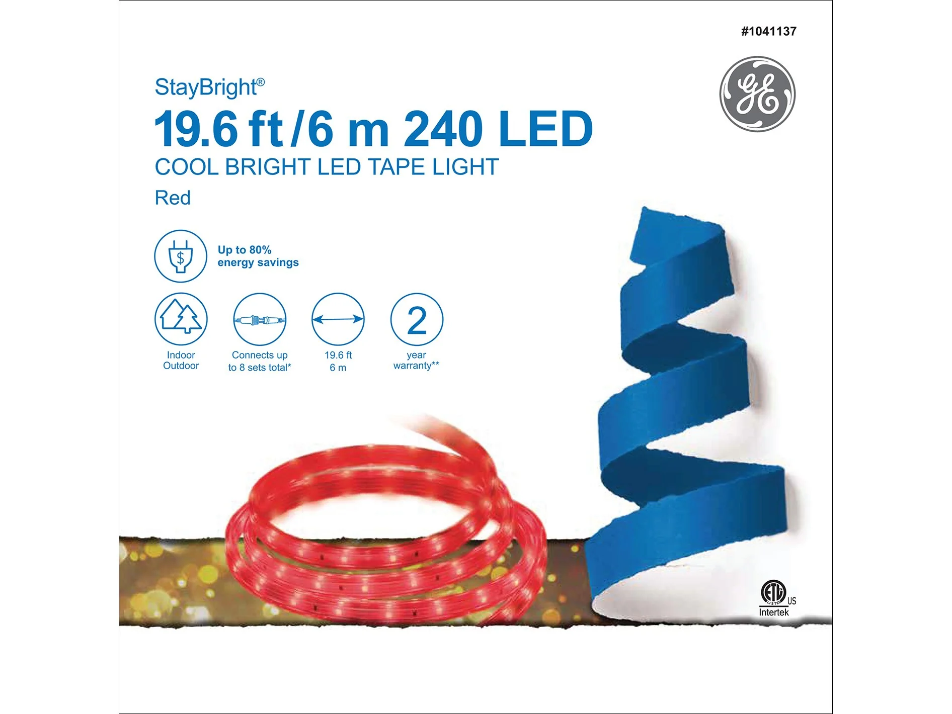 GE StayBright 240-Light 19.6-ft Red Integrated LED Christmas Tape Lights - Image 6