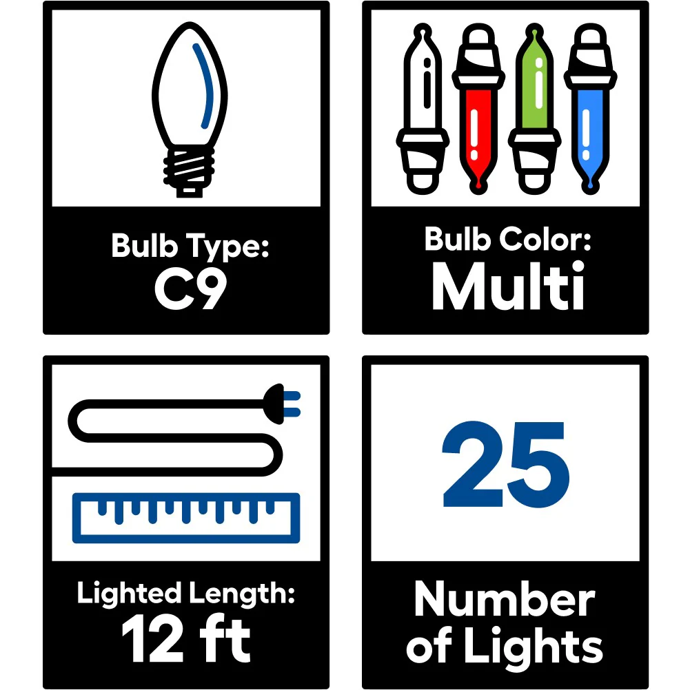 GE StayBright 25-Count 12-ft Multicolor LED Plug-In Christmas String Lights - Image 2