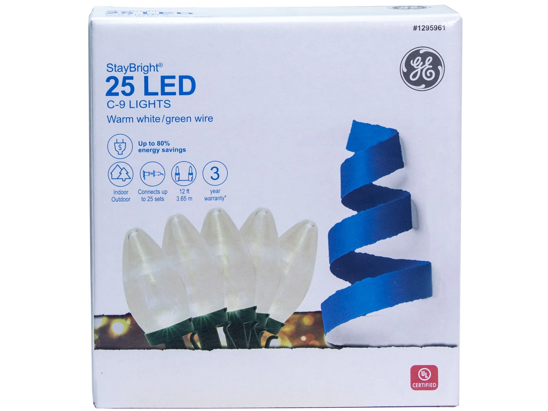 GE StayBright 25-Count 12-ft Warm White LED Plug-In Christmas String Lights - Image 3