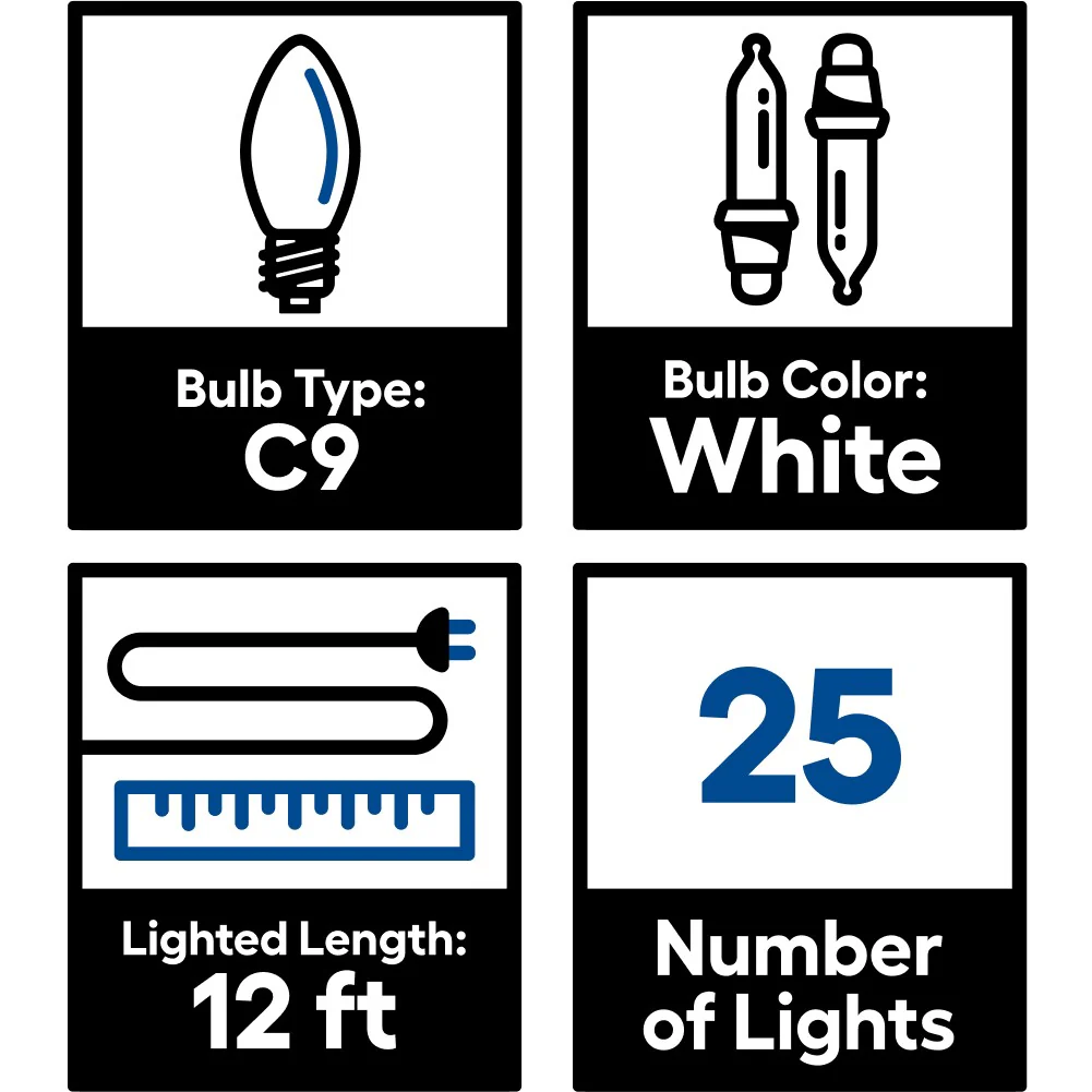 GE StayBright 25-Count 12-ft Warm White LED Plug-In Christmas String Lights - Image 6