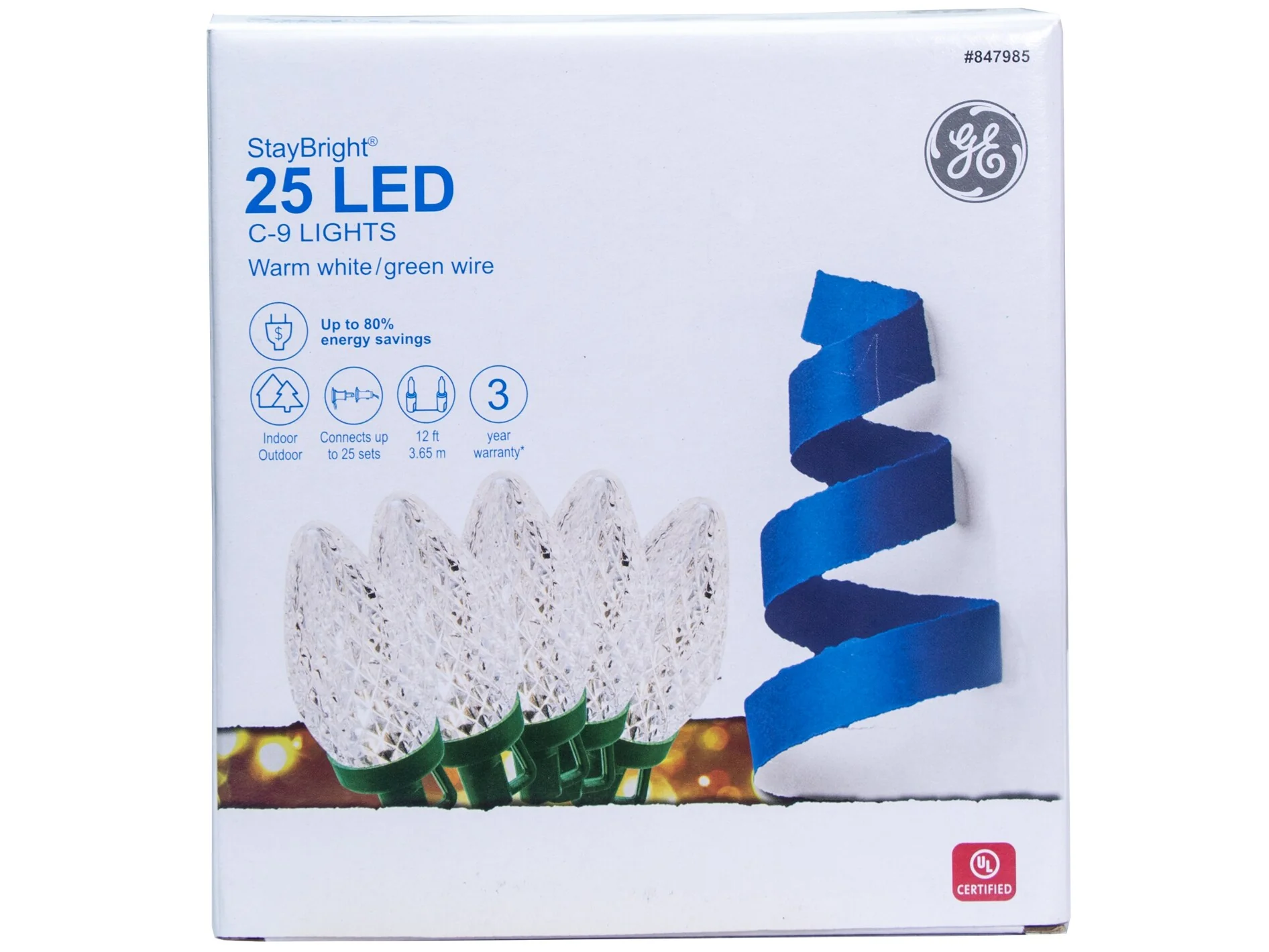 GE StayBright 25-Count 12-ft Warm White LED Plug-In Christmas String Lights - Image 7