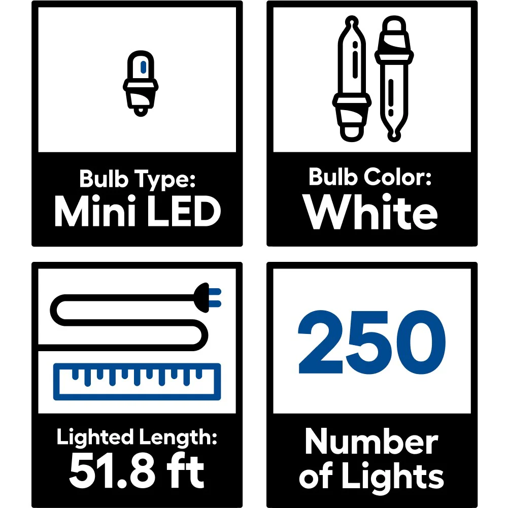 GE StayBright 250-Count 51.8-ft Warm White LED Plug-In Christmas String Lights - Image 3