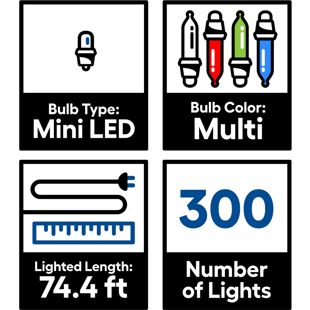 GE StayBright 300-Count 74.5-ft Multicolor LED Plug-In Christmas String Lights - Image 6