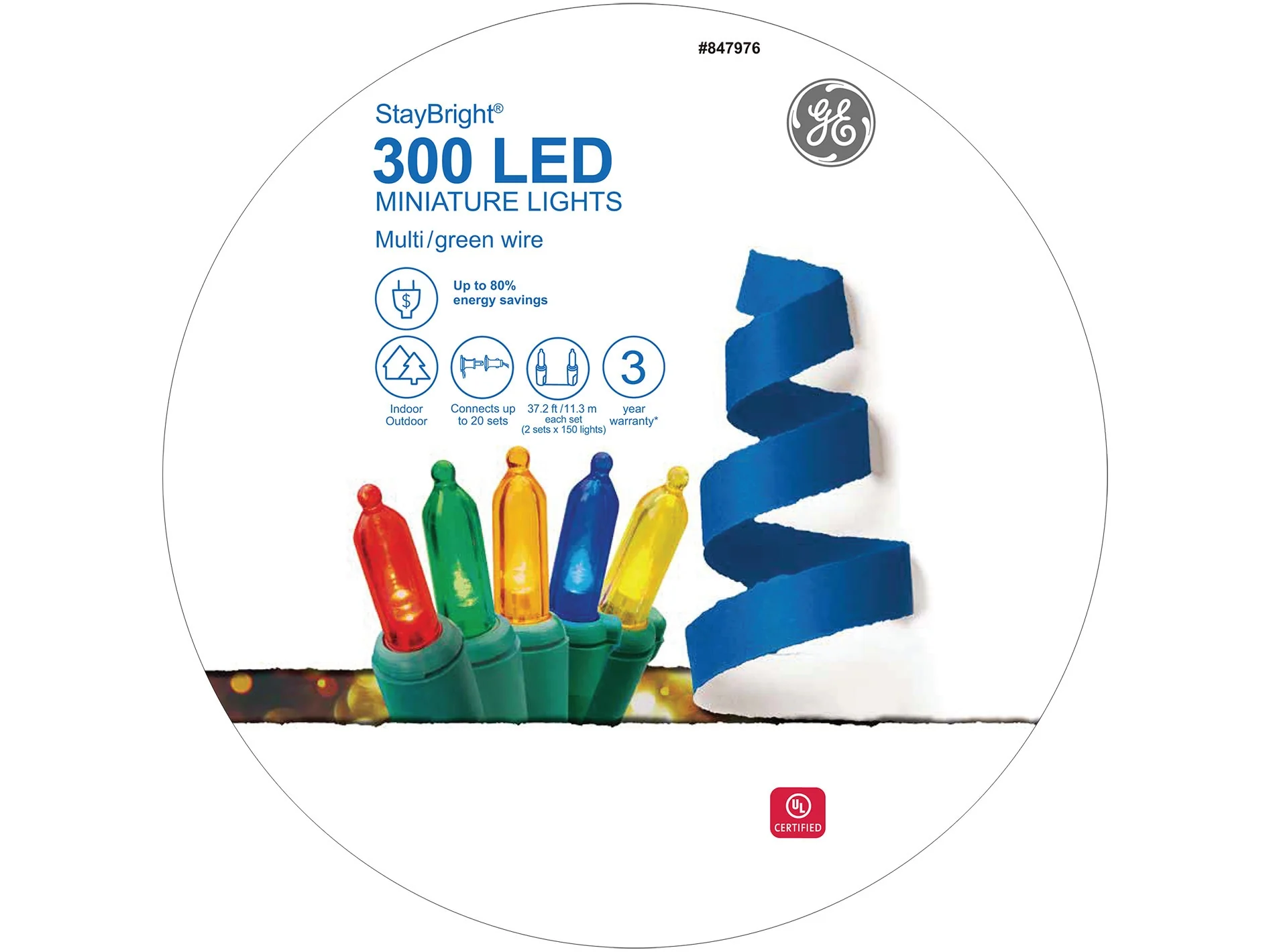 GE StayBright 300-Count 74.5-ft Multicolor LED Plug-In Christmas String Lights - Image 7