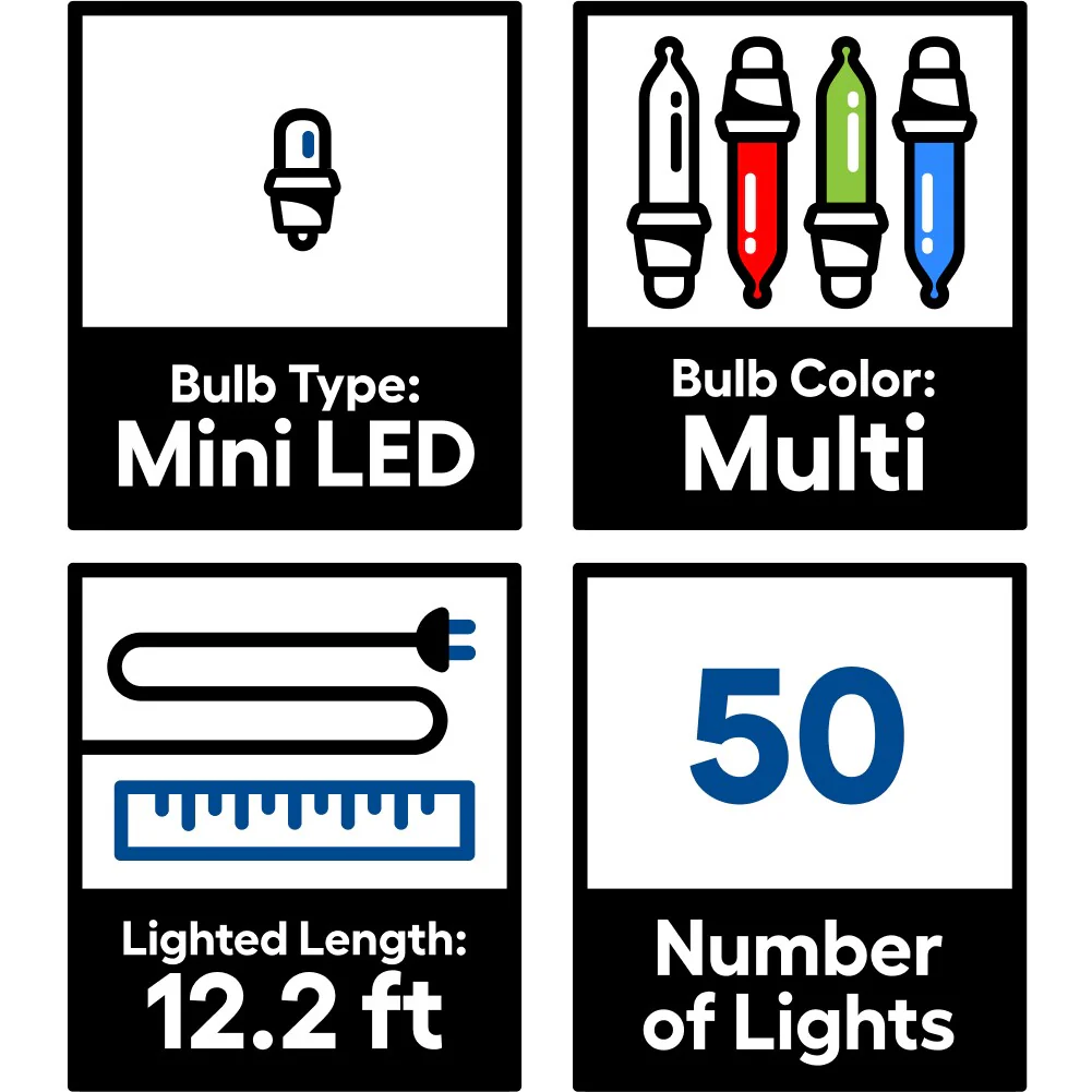 GE StayBright 50-Count 12.2-ft Multicolor LED Plug-In Christmas String Lights - Image 6