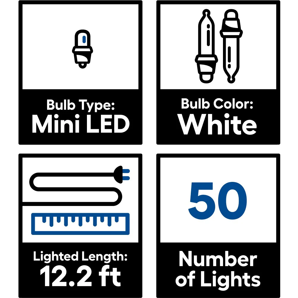 GE StayBright 50-Count 12.2-ft Warm White LED Plug-In Christmas String Lights - Image 6