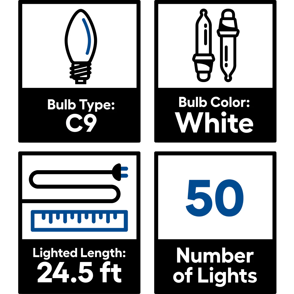 GE StayBright 50-Count 24.5-ft Sparkling Warm White LED Plug-In Christmas String Lights - Image 6