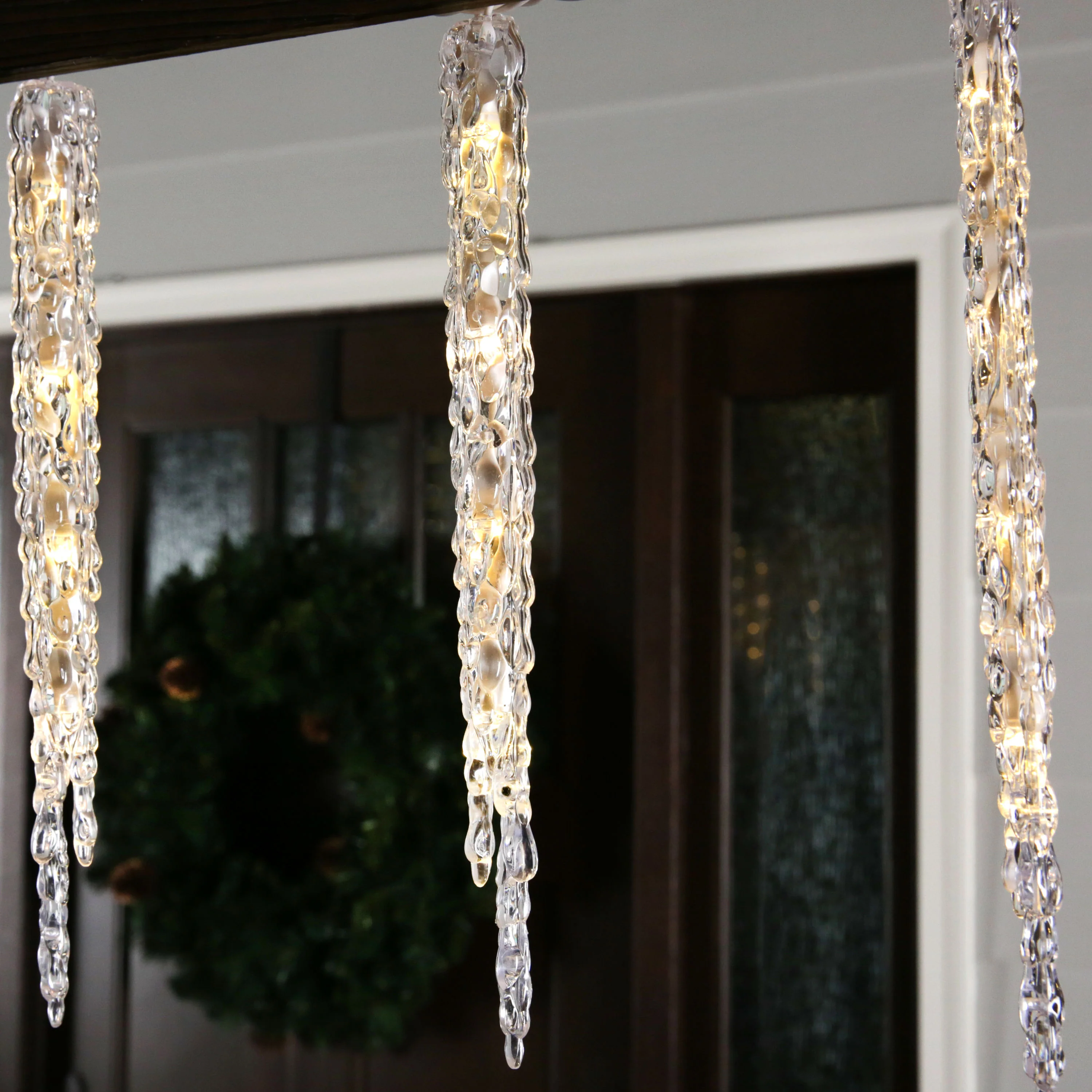GE StayBright 52-Count Sparkling White Mini LED Plug-In Christmas Icicle Lights, 13 Icicles, 6-ft Lighted Length - Image 2