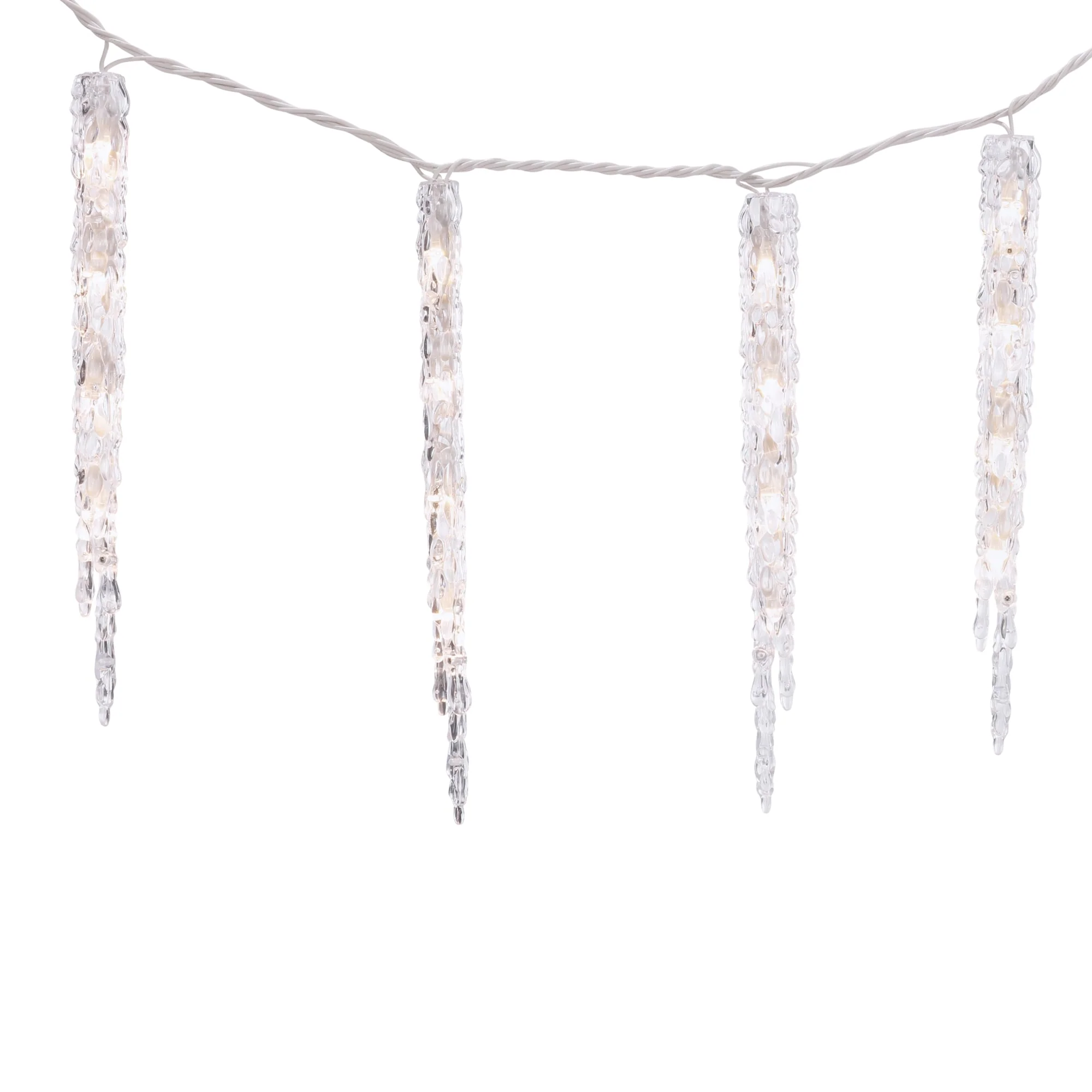 GE StayBright 52-Count Sparkling White Mini LED Plug-In Christmas Icicle Lights, 13 Icicles, 6-ft Lighted Length - Image 4