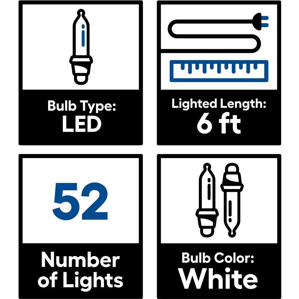 GE StayBright 52-Count Sparkling White Mini LED Plug-In Christmas Icicle Lights, 13 Icicles, 6-ft Lighted Length - Image 5