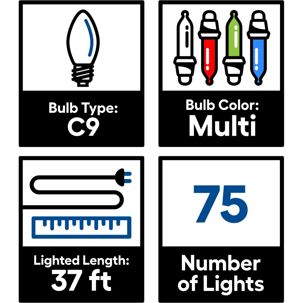 GE StayBright 75-Count 37-ft Multicolor LED Plug-In Christmas String Lights - Image 5