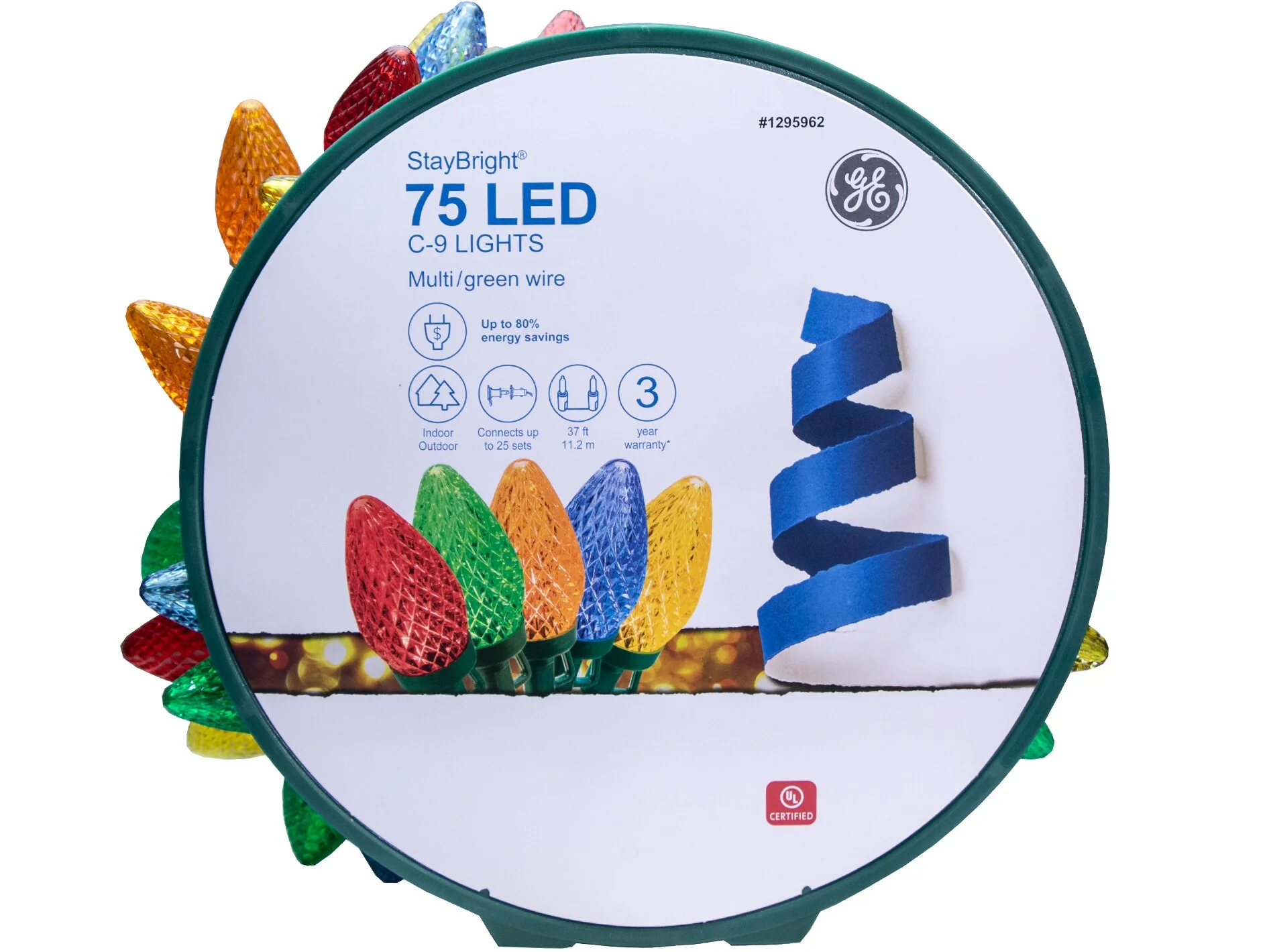 GE StayBright 75-Count 37-ft Multicolor LED Plug-In Christmas String Lights - Image 6