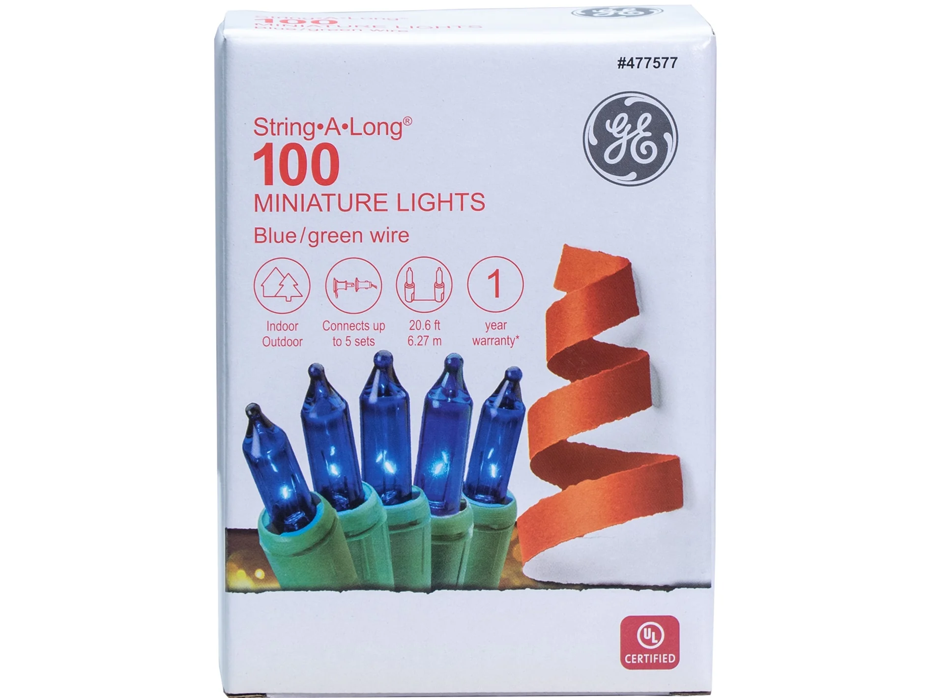 GE String-A-Long 100-Count 20.6-ft Blue Incandescent Plug-In Christmas String Lights - Image 6