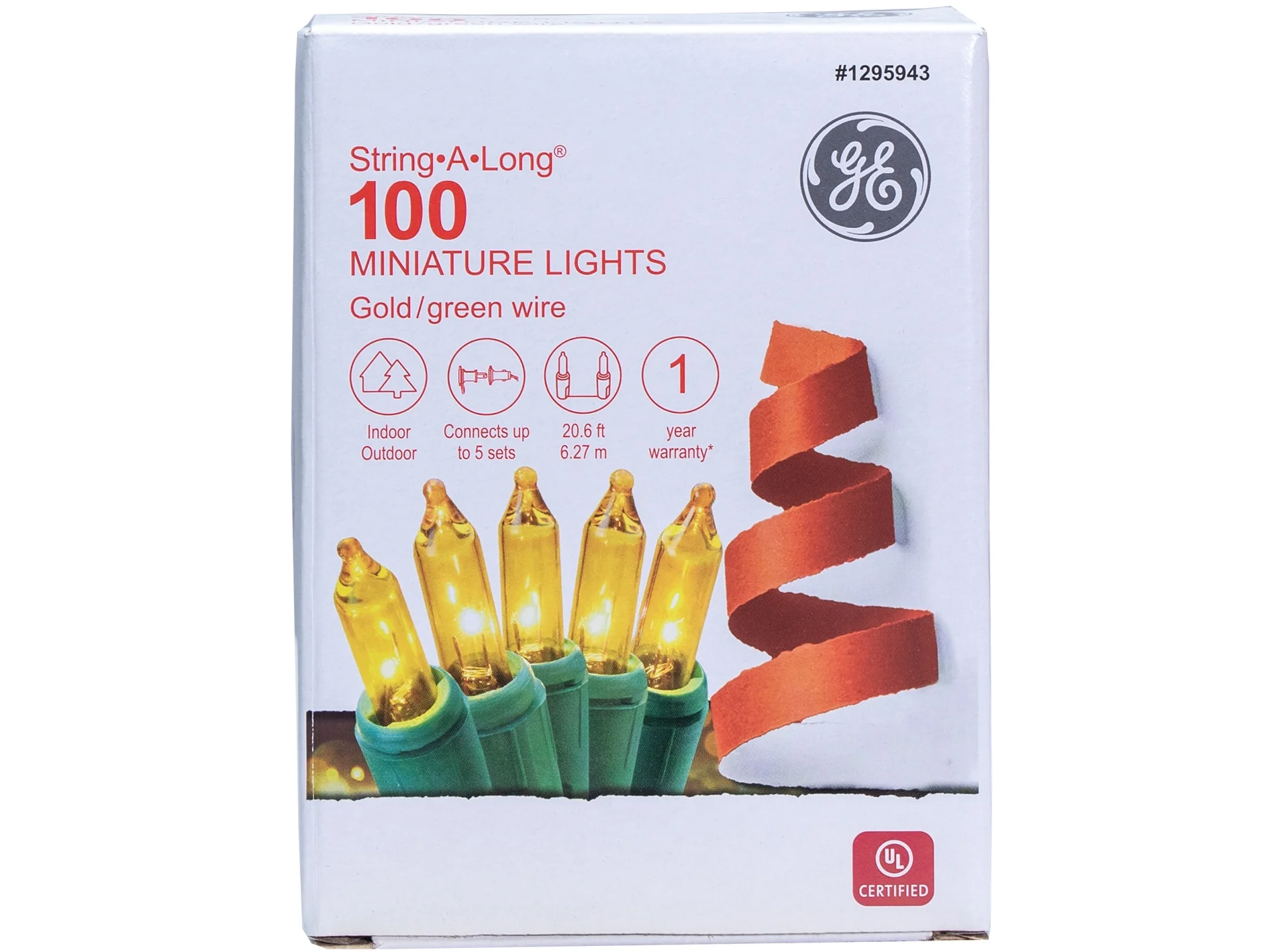 GE String-A-Long 100-Count 20.6-ft Gold Incandescent Plug-In Christmas String Lights - Image 6