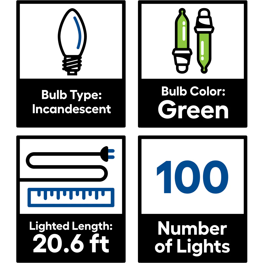 GE String-A-Long 100-Count 20.6-ft Green Incandescent Plug-In Christmas String Lights - Image 5