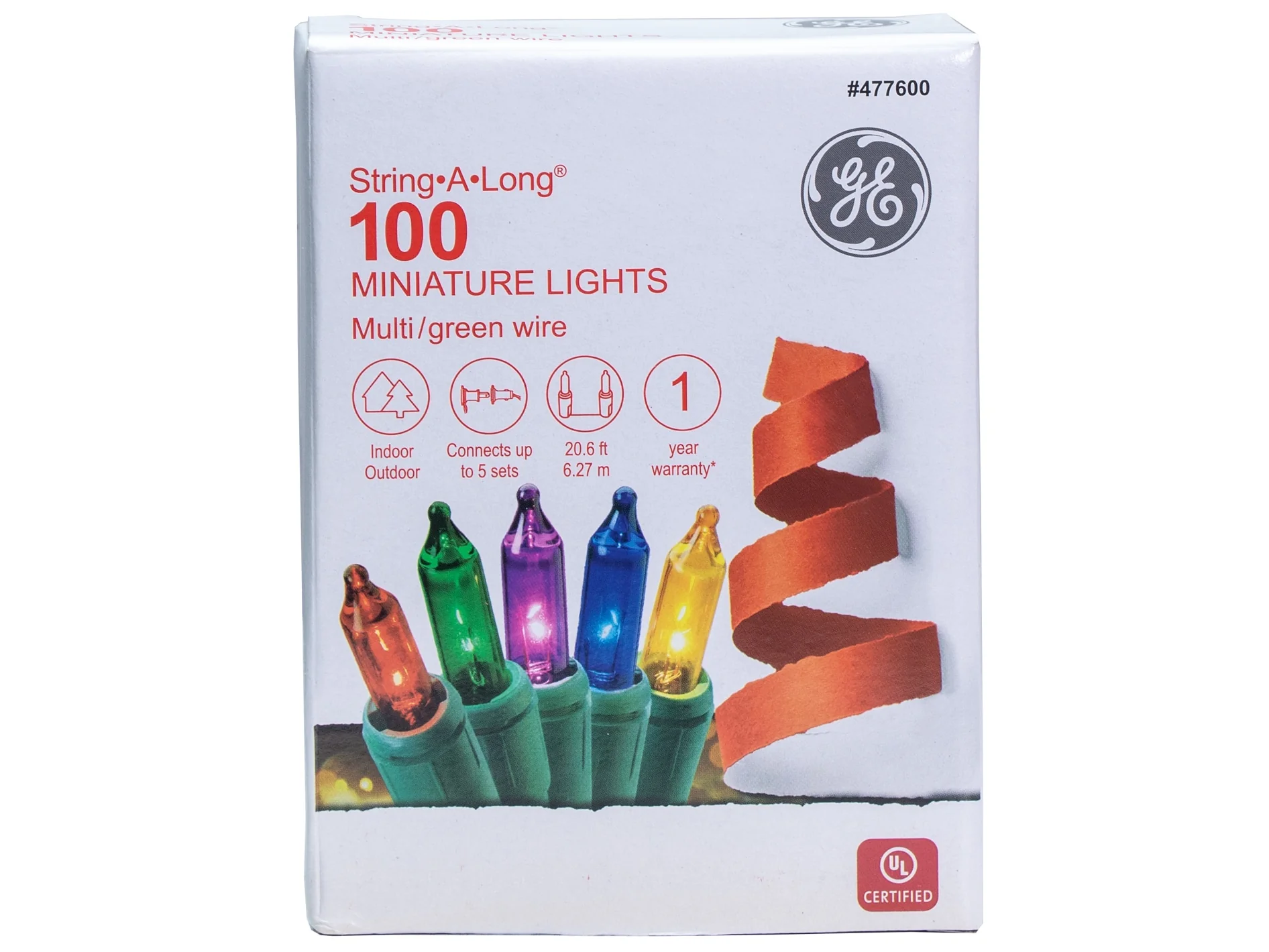 GE String-A-Long 100-Count 20.6-ft Multicolor Incandescent Plug-In Christmas String Lights - Image 7