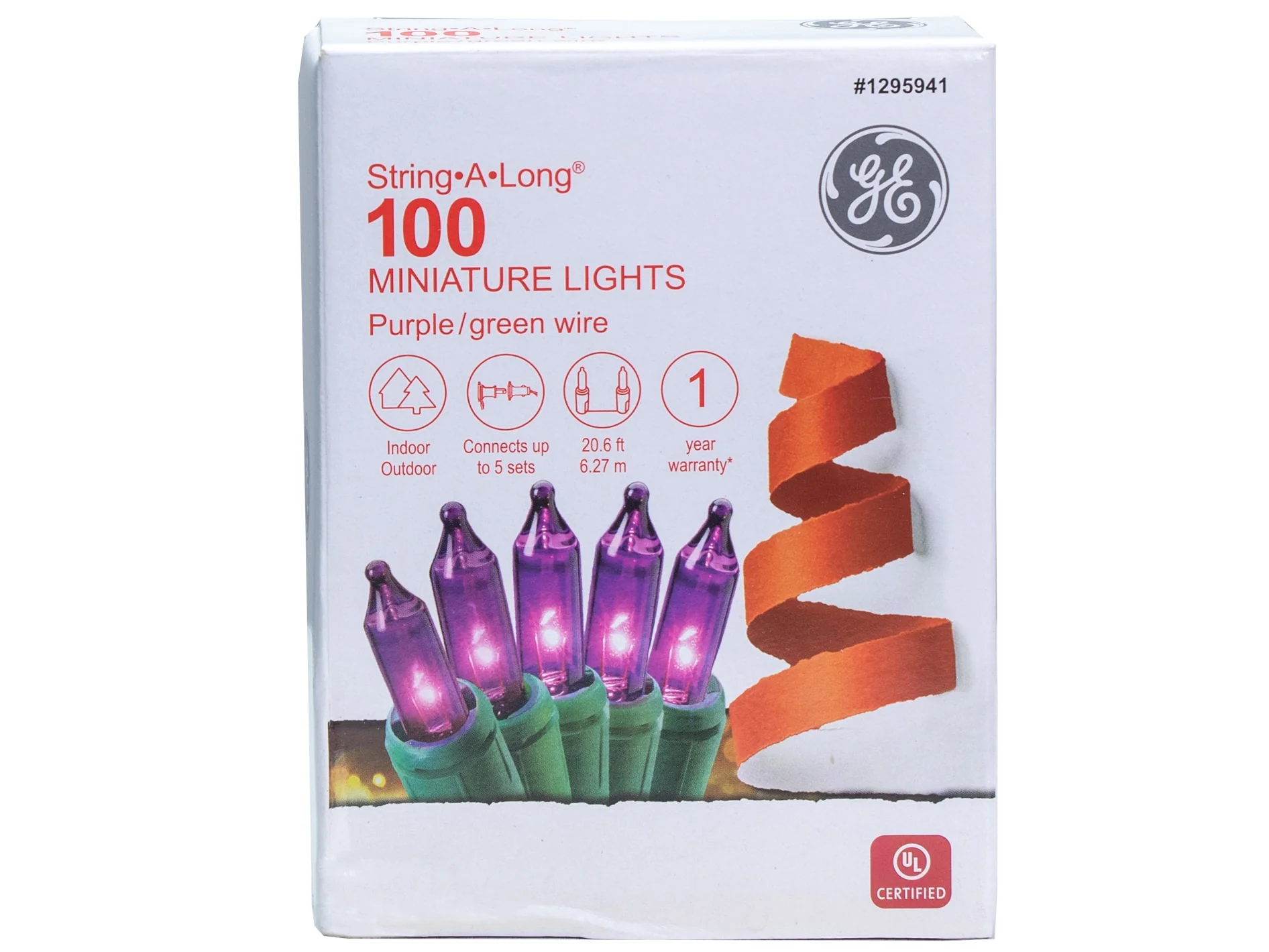 GE String-A-Long 100-Count 20.6-ft Purple Incandescent Plug-In Christmas String Lights - Image 6