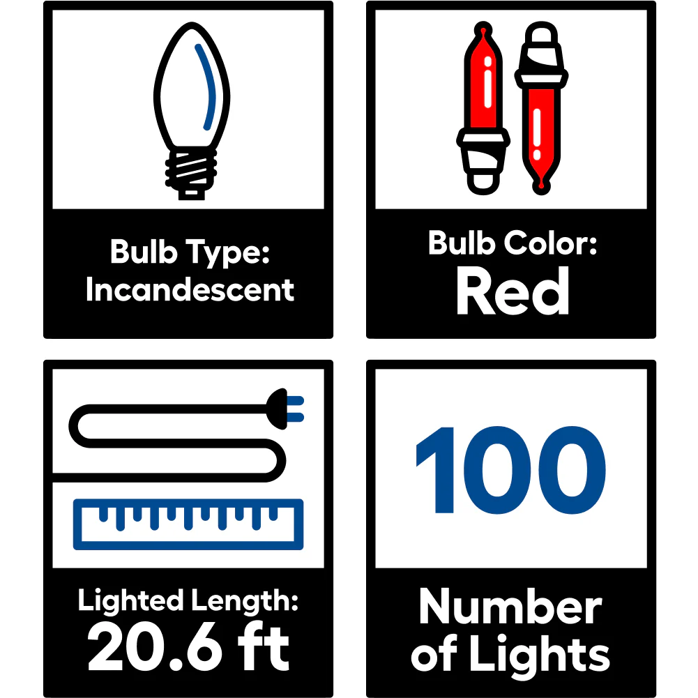 GE String-A-Long 100-Count 20.6-ft Red Incandescent Plug-In Christmas String Lights - Image 5