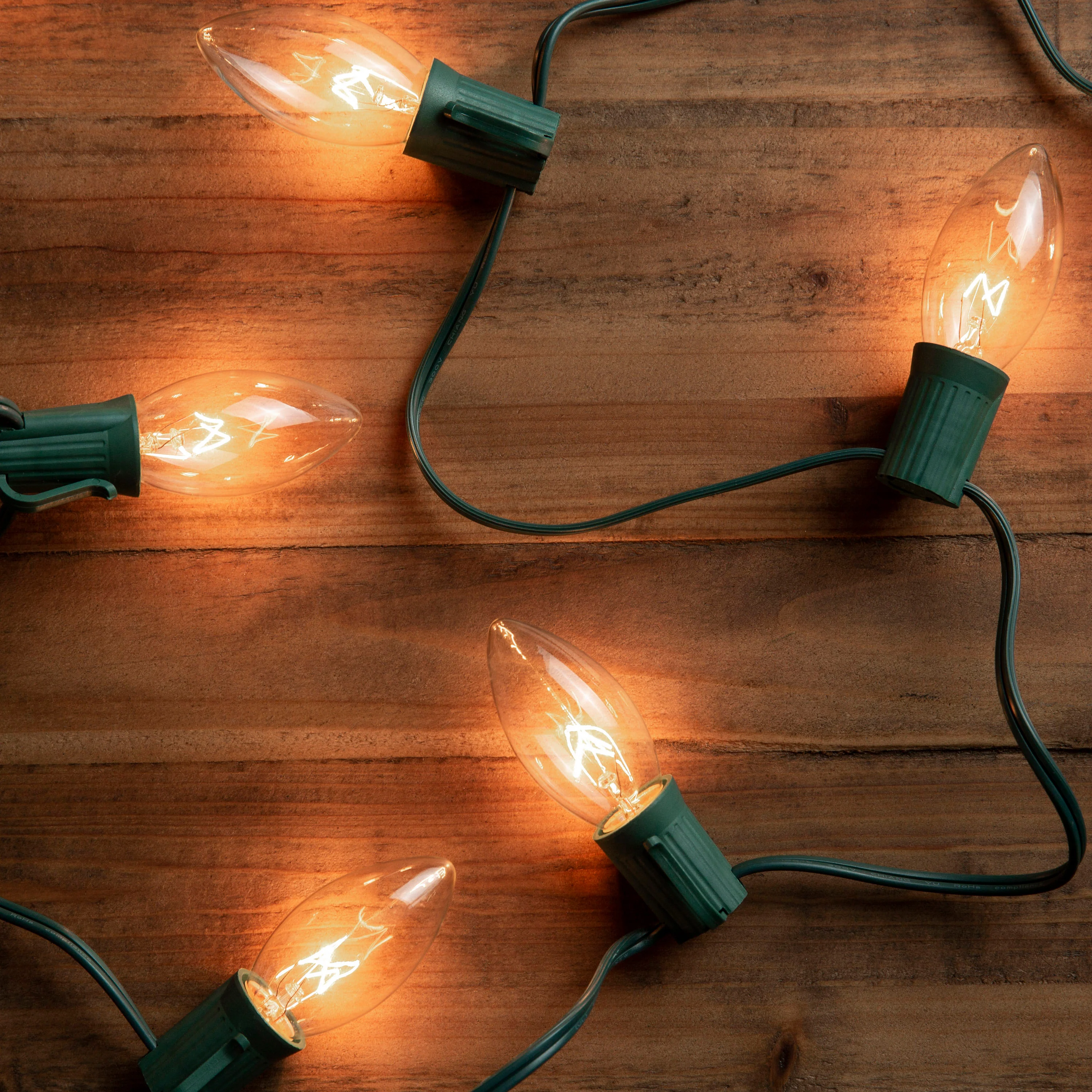 GE String-A-Long 25-Count 16-ft Clear C9 Incandescent Plug-In Christmas String Lights, Green Wire - Image 3