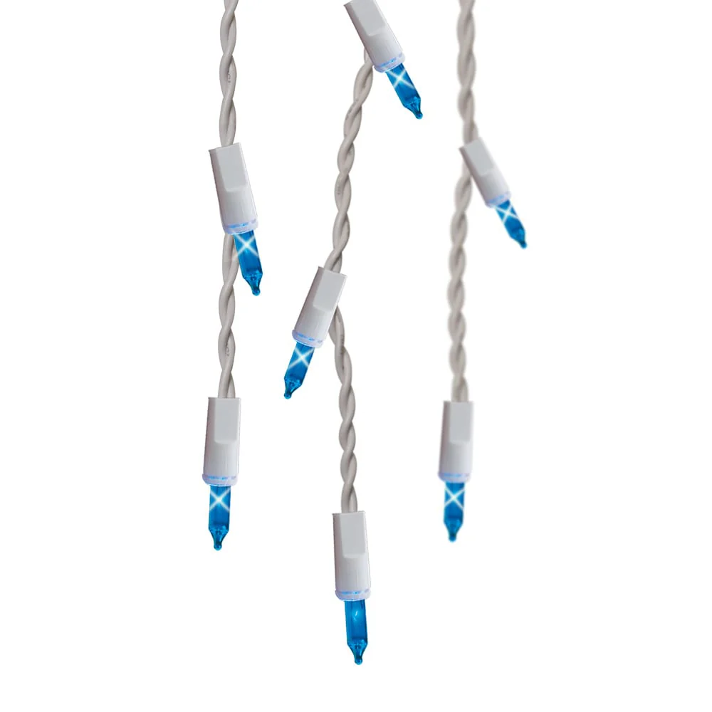 GE String-A-Long 300-Count Blue Incandescent Icicle Christmas Lights, Constant-On, Plug-In, White Wire, 13.2-ft Lighted Length