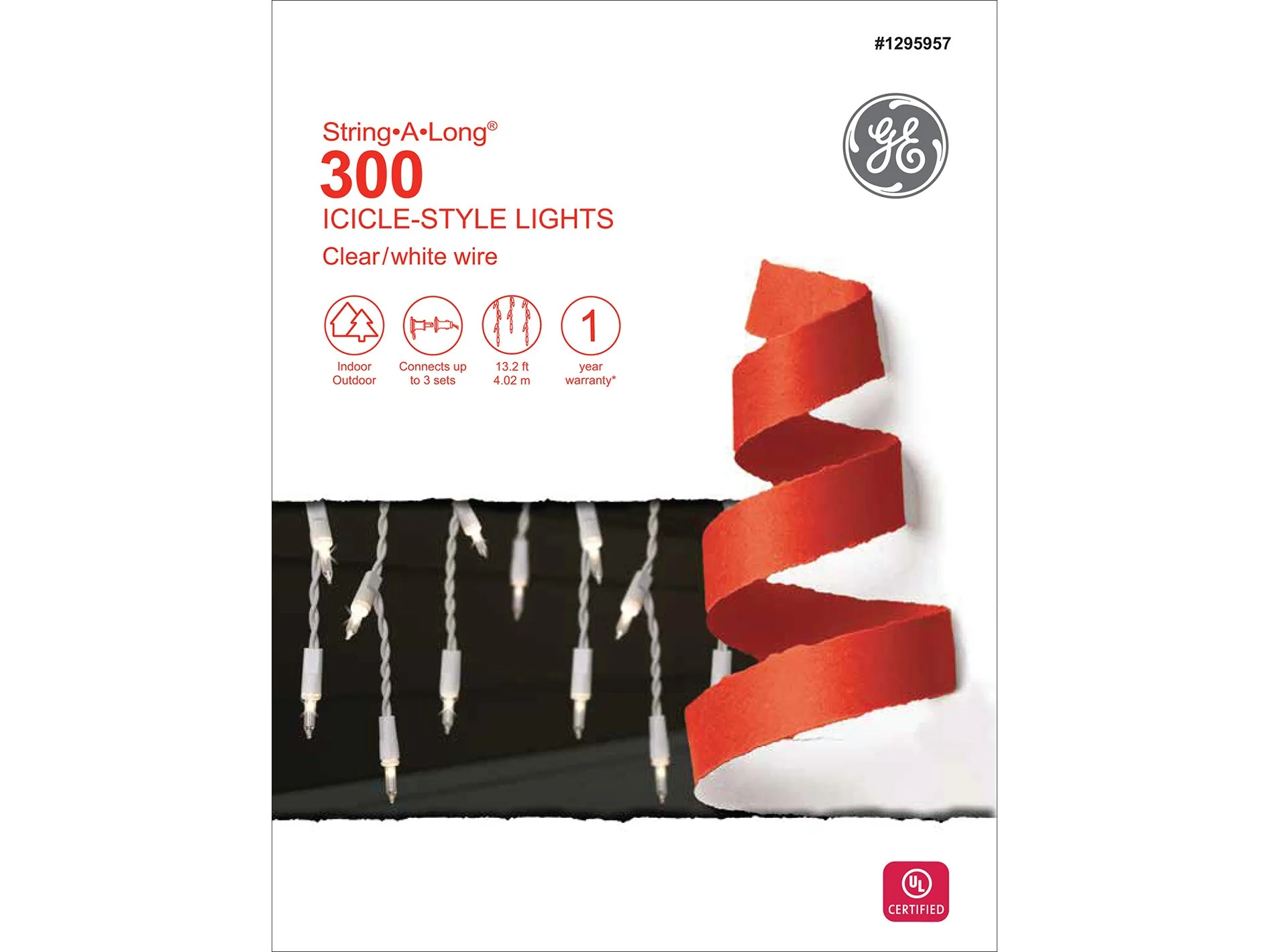 GE String-A-Long 300-Count Constant White Mini Incandescent Plug-In Christmas Icicle Lights - Image 7