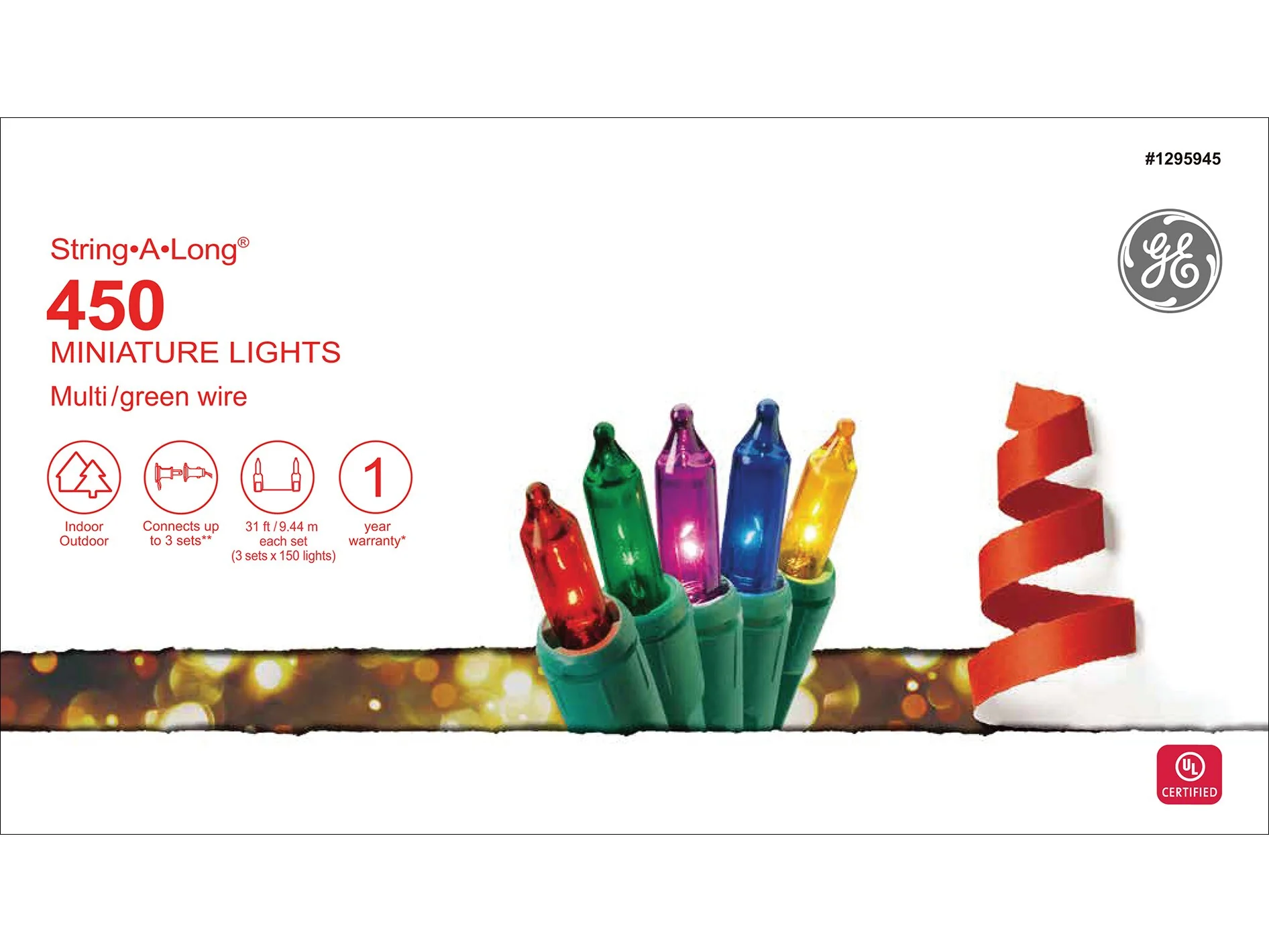 GE String-A-Long 450-Count 93.12-ft Multicolor Incandescent Plug-In Christmas String Lights - Image 3