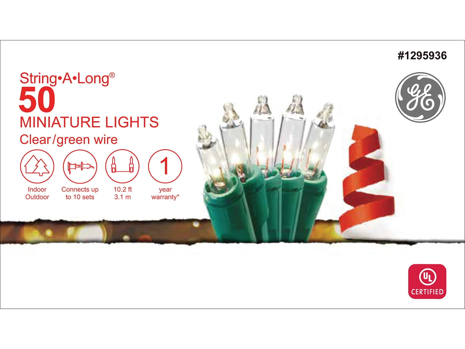GE String-A-Long 50-Count 10.2-ft Clear Incandescent Plug-In Christmas String Lights, Green Wire - Image 3